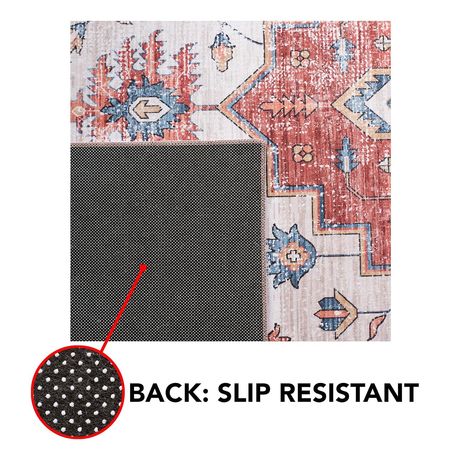 Tucson Vintage Persian TSN109 Power Loomed Machine Washable Skid-Resistant Indoor Area Rug - Beige/Blue - 5'x8' - Safavieh