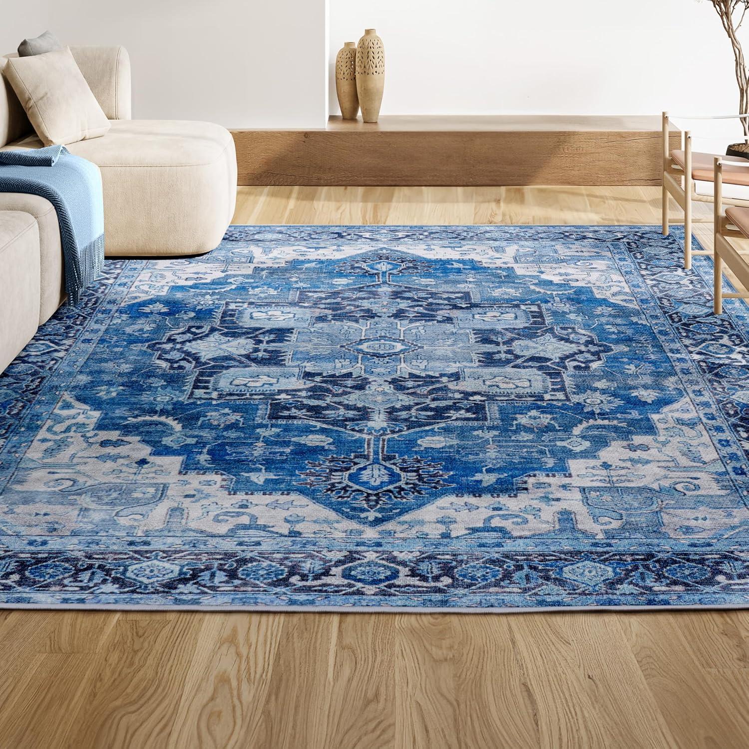 Maris Ornate Medallion Washable Area Rug - JONATHAN Y