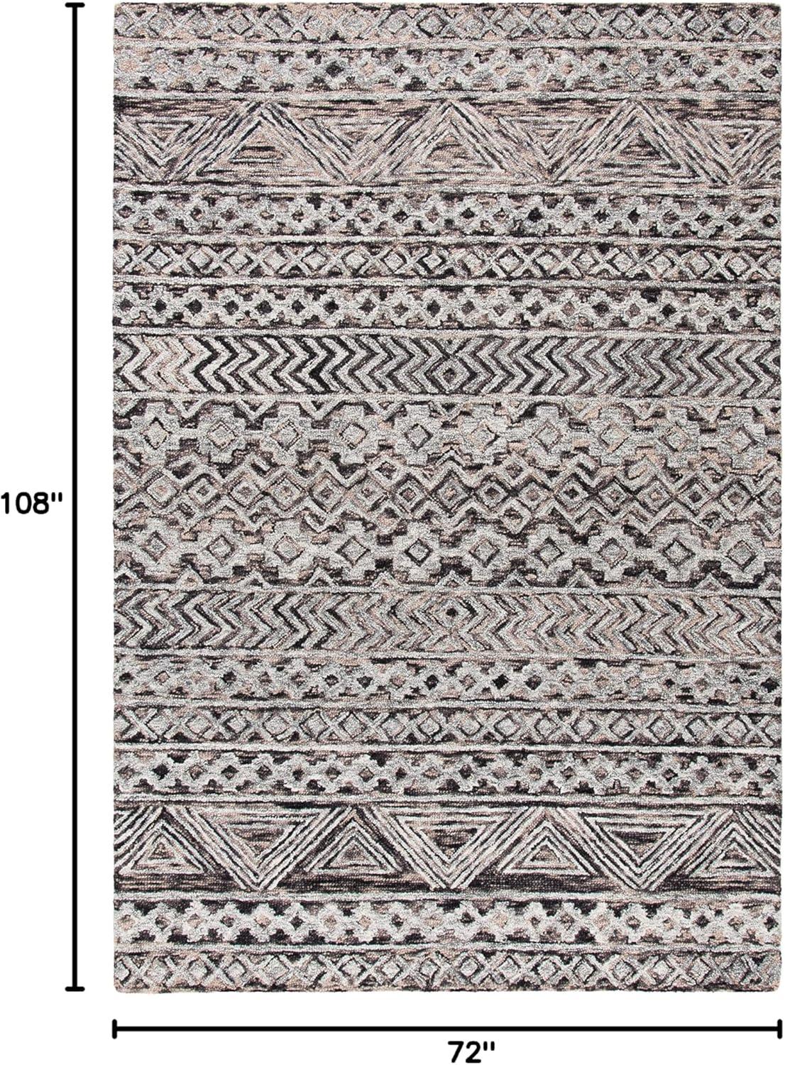 Abstract ABT252 Handmade Indoor Area Rug - Grey/Brown - 6'x9' - Safavieh