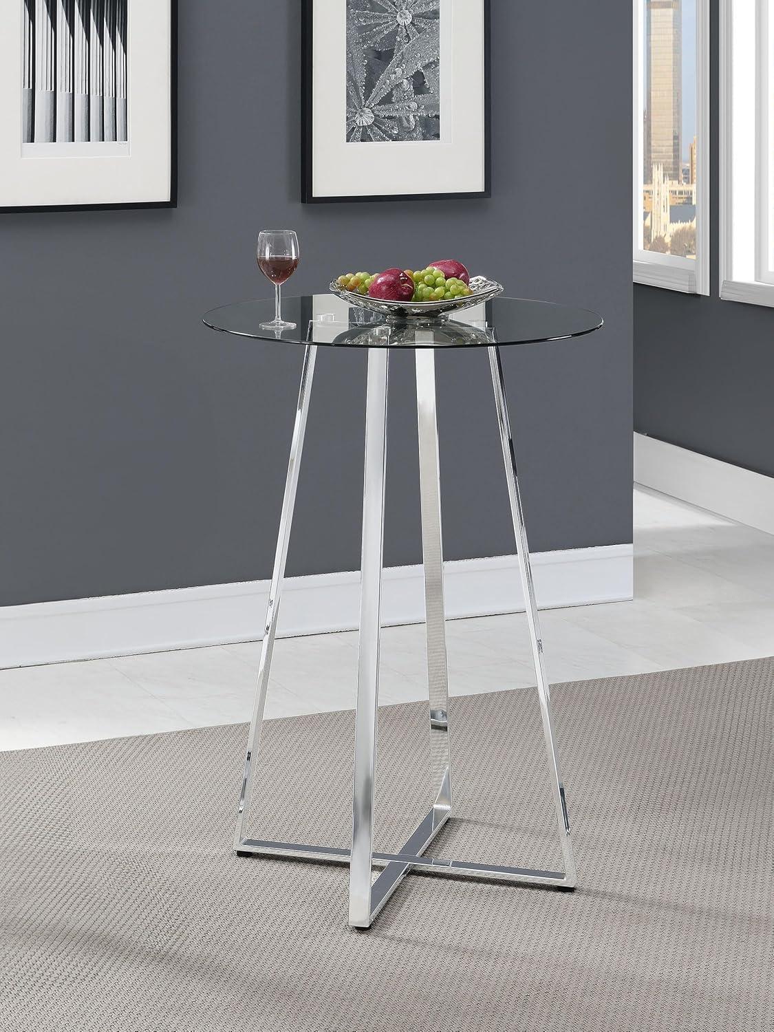 Coaster Company Zanella Round Glass Pub Table, Chrome