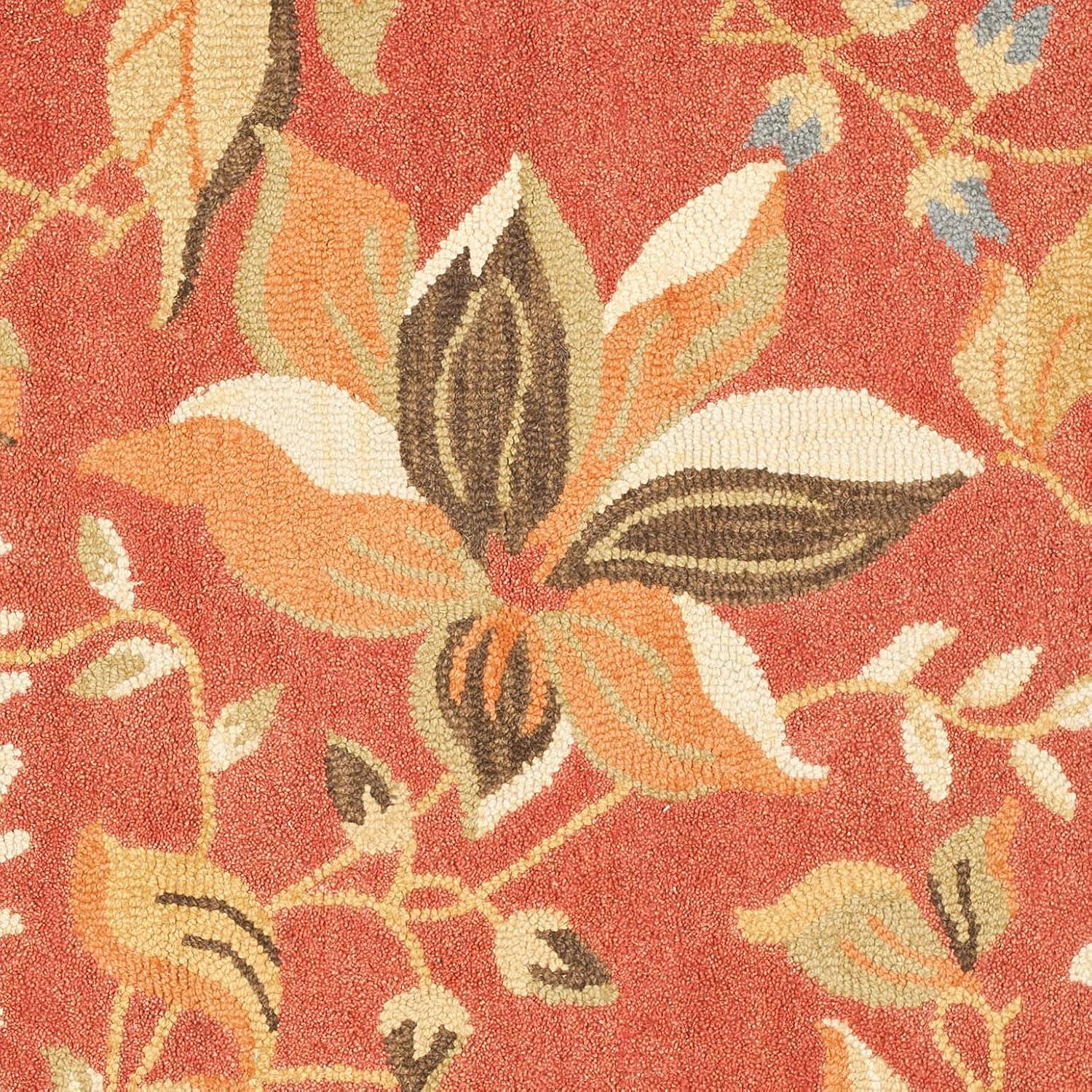 SAFAVIEH Blossom Evelyn Floral Flowers Wool Area Rug, Rust/Multi, 6' x 6' Square