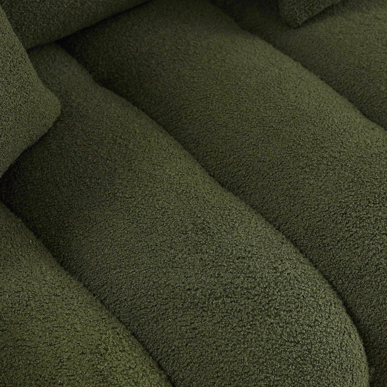 LUCKHAO  82" Modern Couch Premium Teddy fabric Sofa with 3 Back Pillows and 3 back Cushions Solid Wood Frame 3-Seater Sofa, Oversized Upholstered Chair for Living Room, Bedroom, Apartment and Office