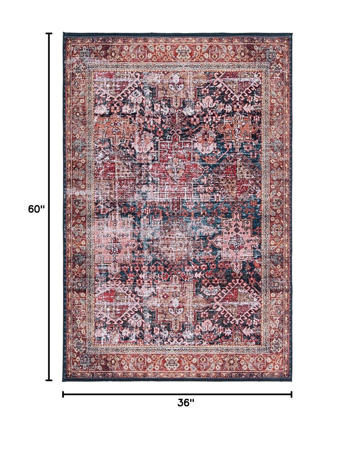 Tucson Vintage Persian TSN114 Power Loomed Machine Washable Skid-Resistant Indoor Accent Rug - Rust/Green - 3'x5' - Safavieh