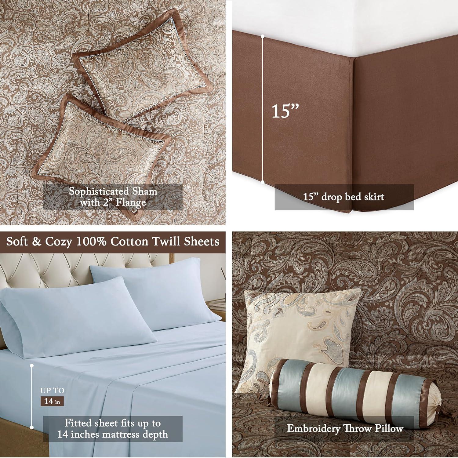 Madison Park Aubrey 12 Piece Comforter Set with Cotton Bed Sheets