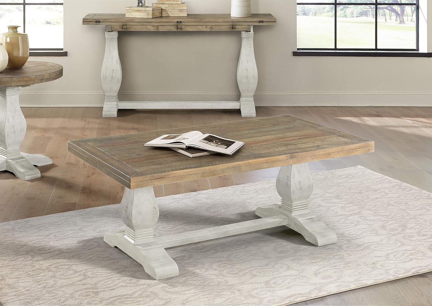 Napa Solid Wood Coffee Table White Stain and Natural Brown - Martin Svensson Home