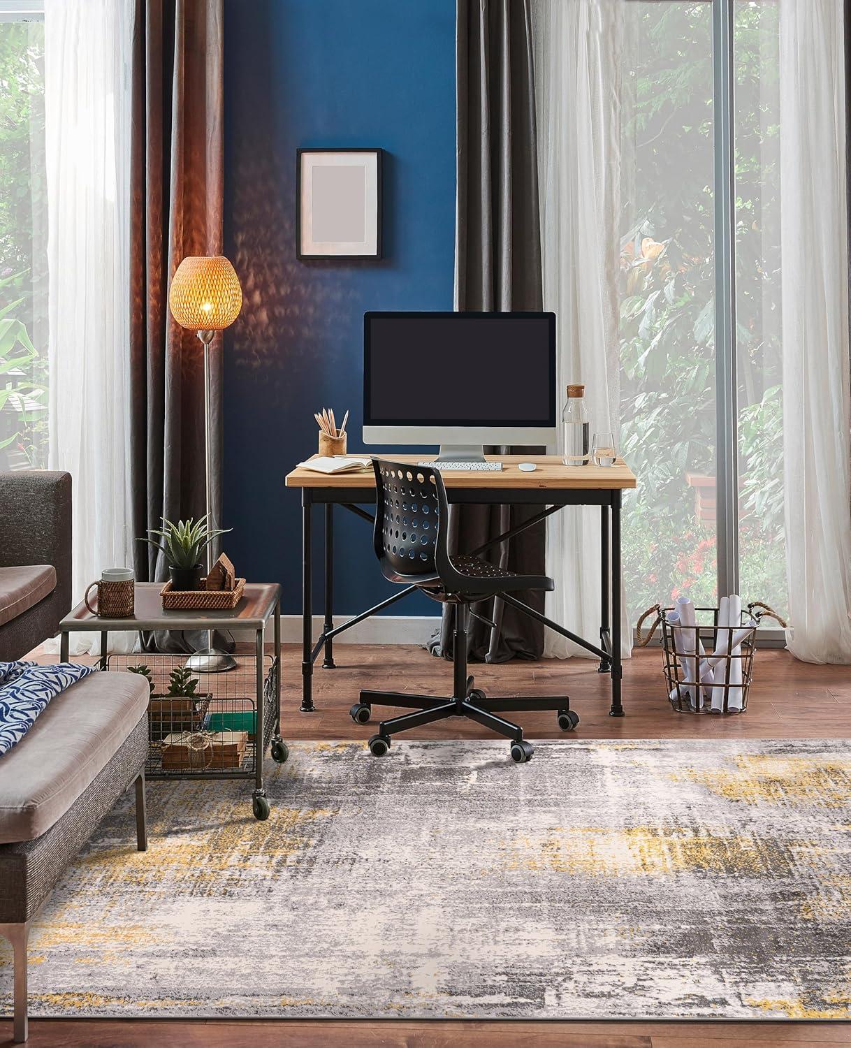 World Rug Gallery Dublin Contemporary Abstract Area Rug - Yellow 3'3"x5'