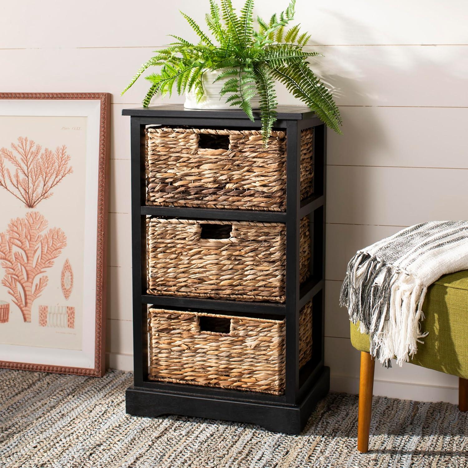 Halle Storage Side Table - AMH5738 - Distressed Black - Safavieh Couture