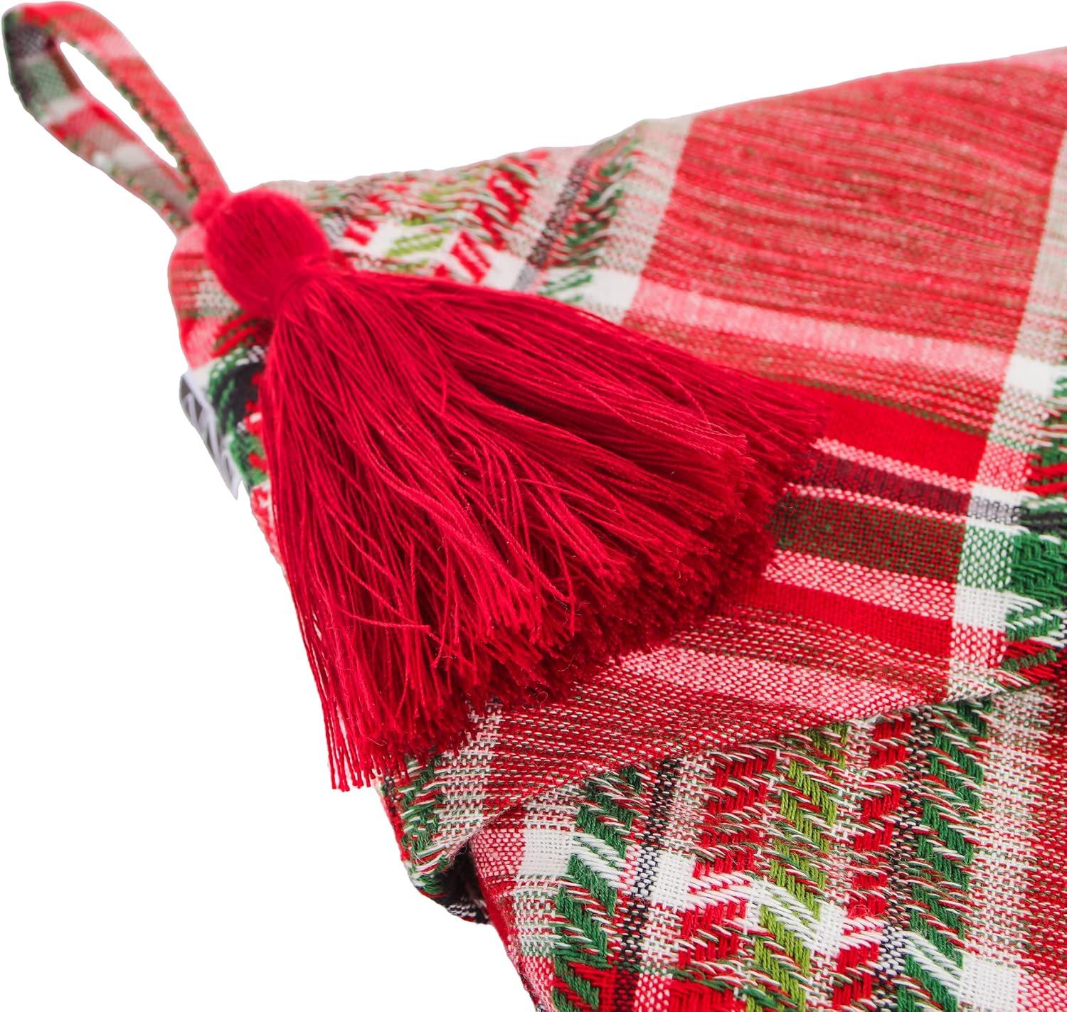 20" Red HGTV Home Collection Cotton Biased Cut Plaid Christmas Stocking - National Tree Company