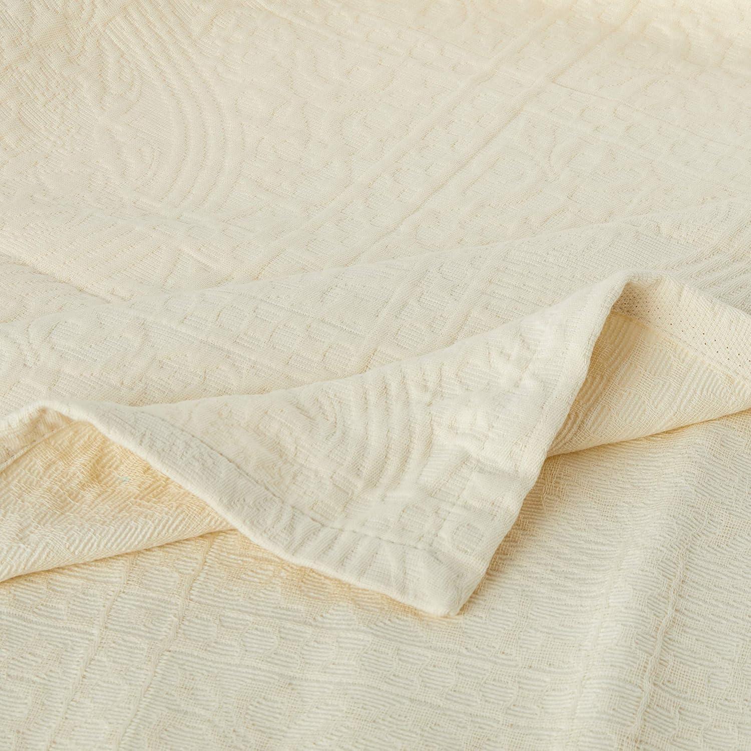 Superior Jacquard Matelasse Cotton Bedspread Set of 3 Pieces, Queen, Ivory