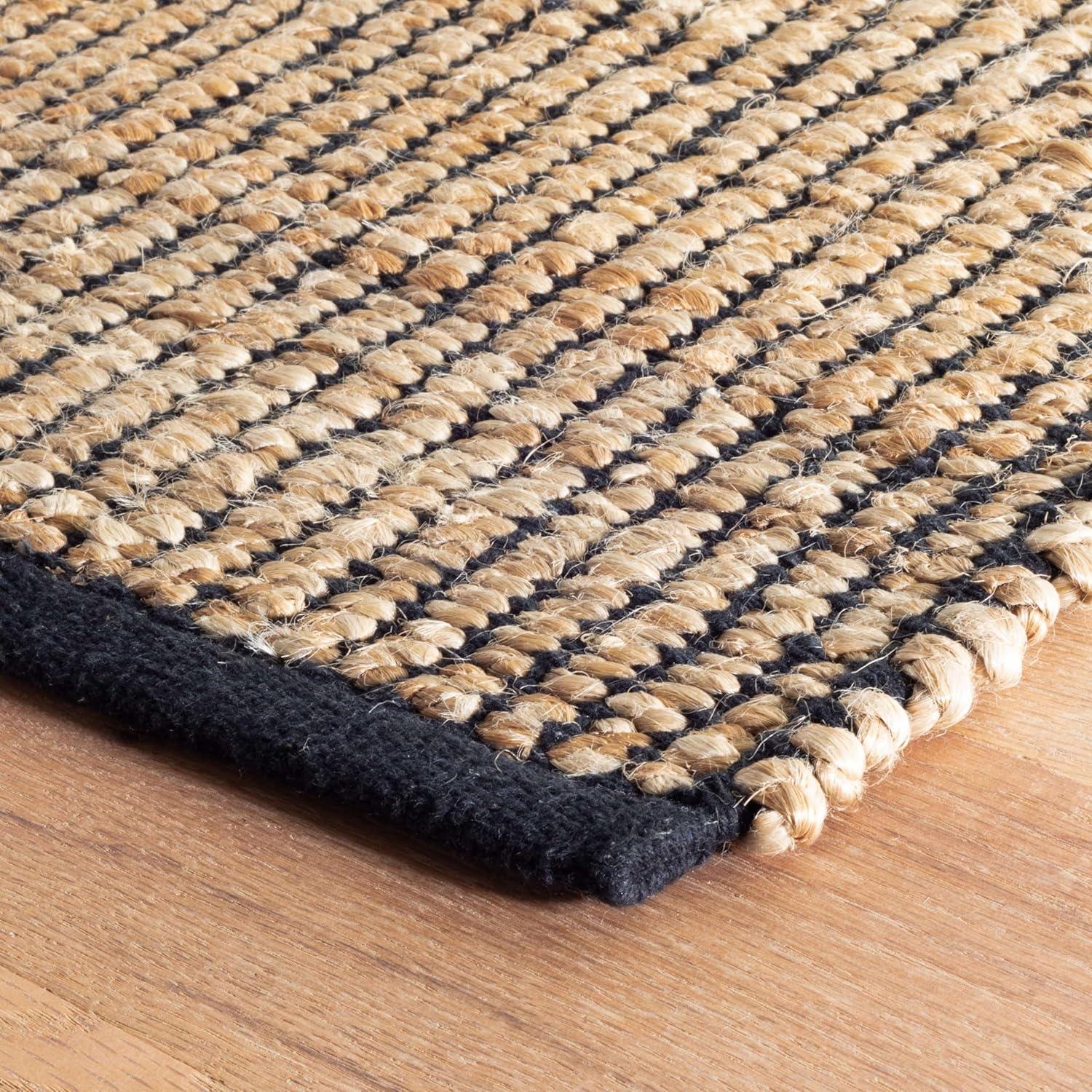 Gridwork Black Handwoven Jute Rug