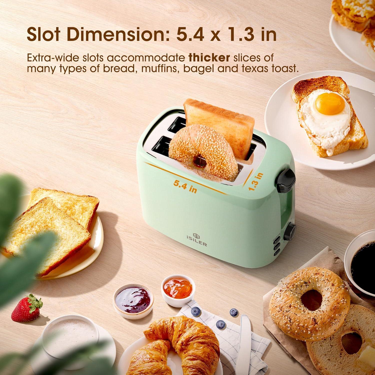JADOOG 2 Slice Toaster, 1.3 Inches Wide Slot Bagel Toaster With 7 Shade Settings And Double Side Baking