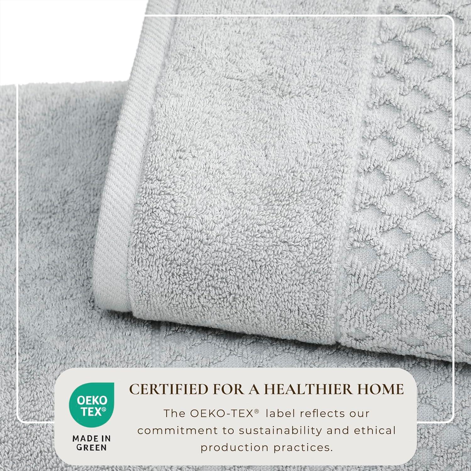 Cotton Quick-Dry Textured Towels - Great Bay Home (4 Pack Bath Towels, Light Grey)