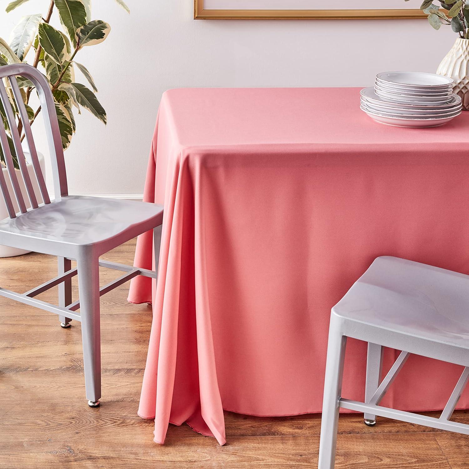 Dusty Rose Polyester Rectangular Tablecloth, 90 x 132 Inch