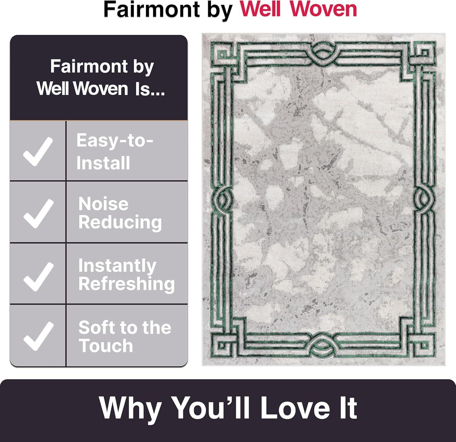 Well Woven Fairmont Huntington Modern Abstract Marble Pattern Green 5'3" x 7'3" Area Rug