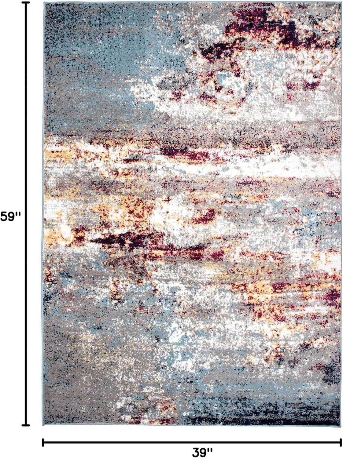 World Rug Gallery Distressed Abstract Watercolor Multi 3'3" x 5' Area Rug