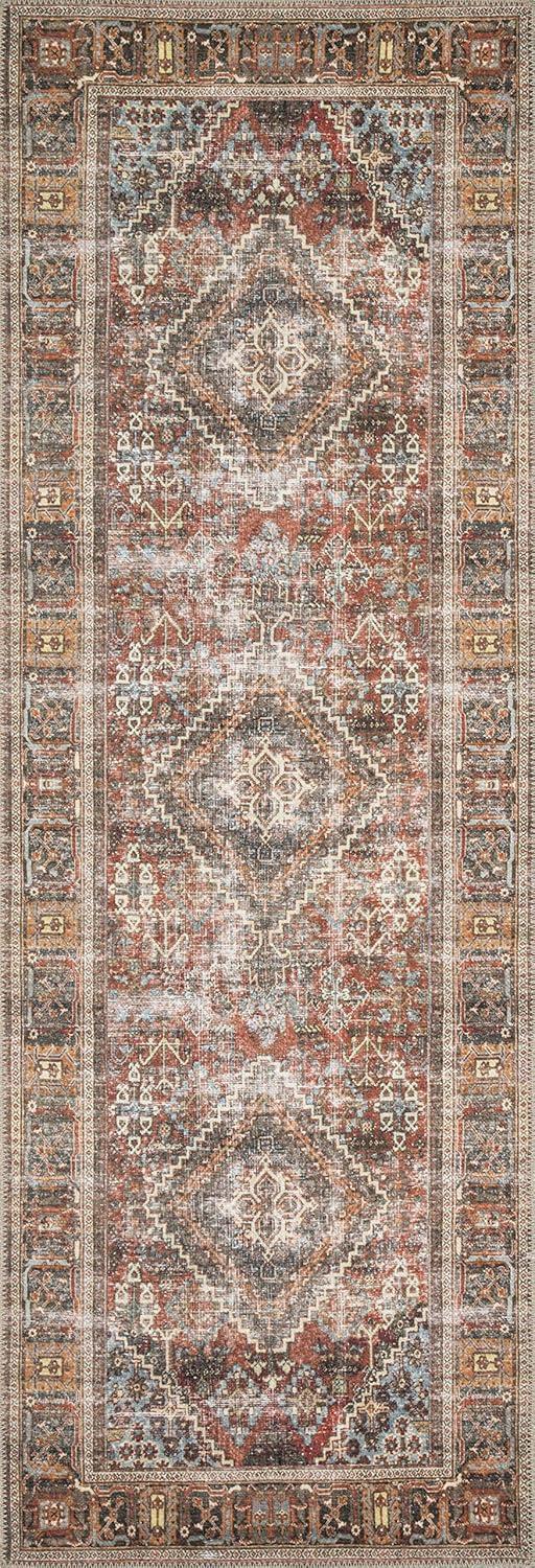 Loloi Rugs Loren 7'6" x 9'6" Printed Polyester Rug in Brick and Midnight
