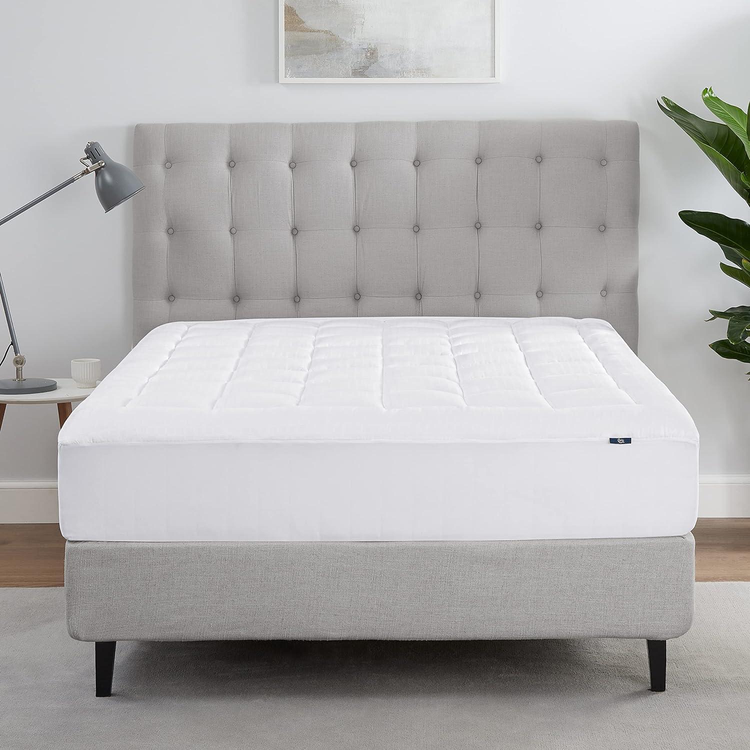 Queen White Cotton Down Alternative Mattress Cover with Deep Pockets