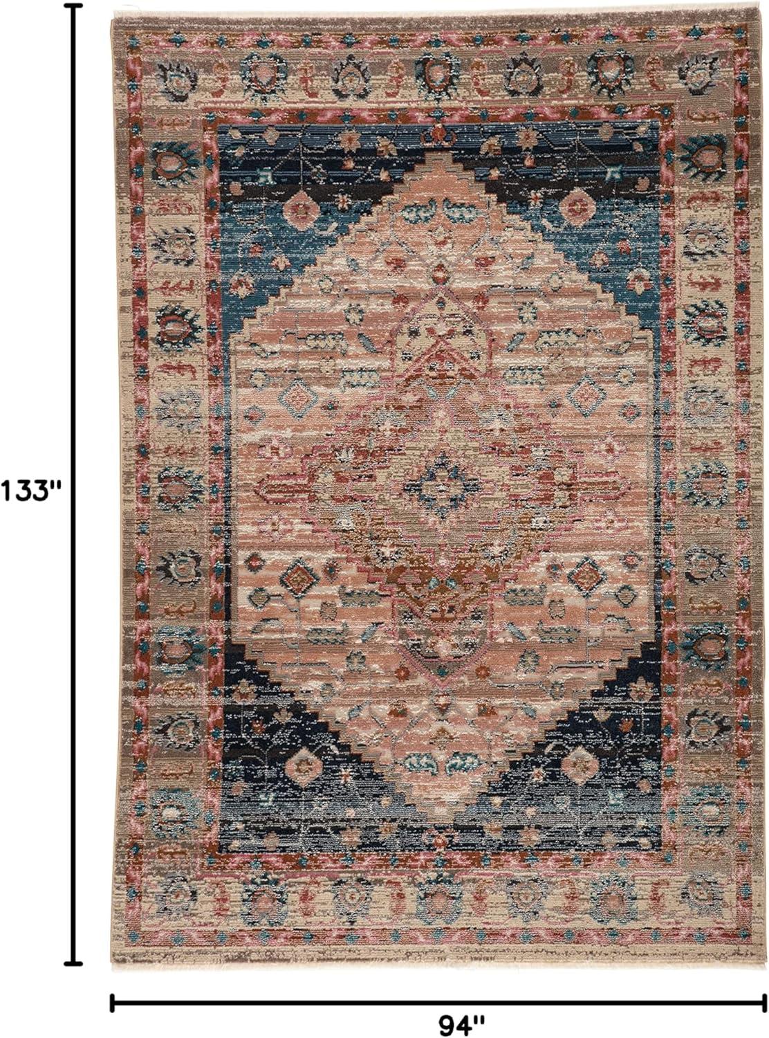 Elizar Vintage Medallion 7'10"x11'1" Blue and Ivory Area Rug