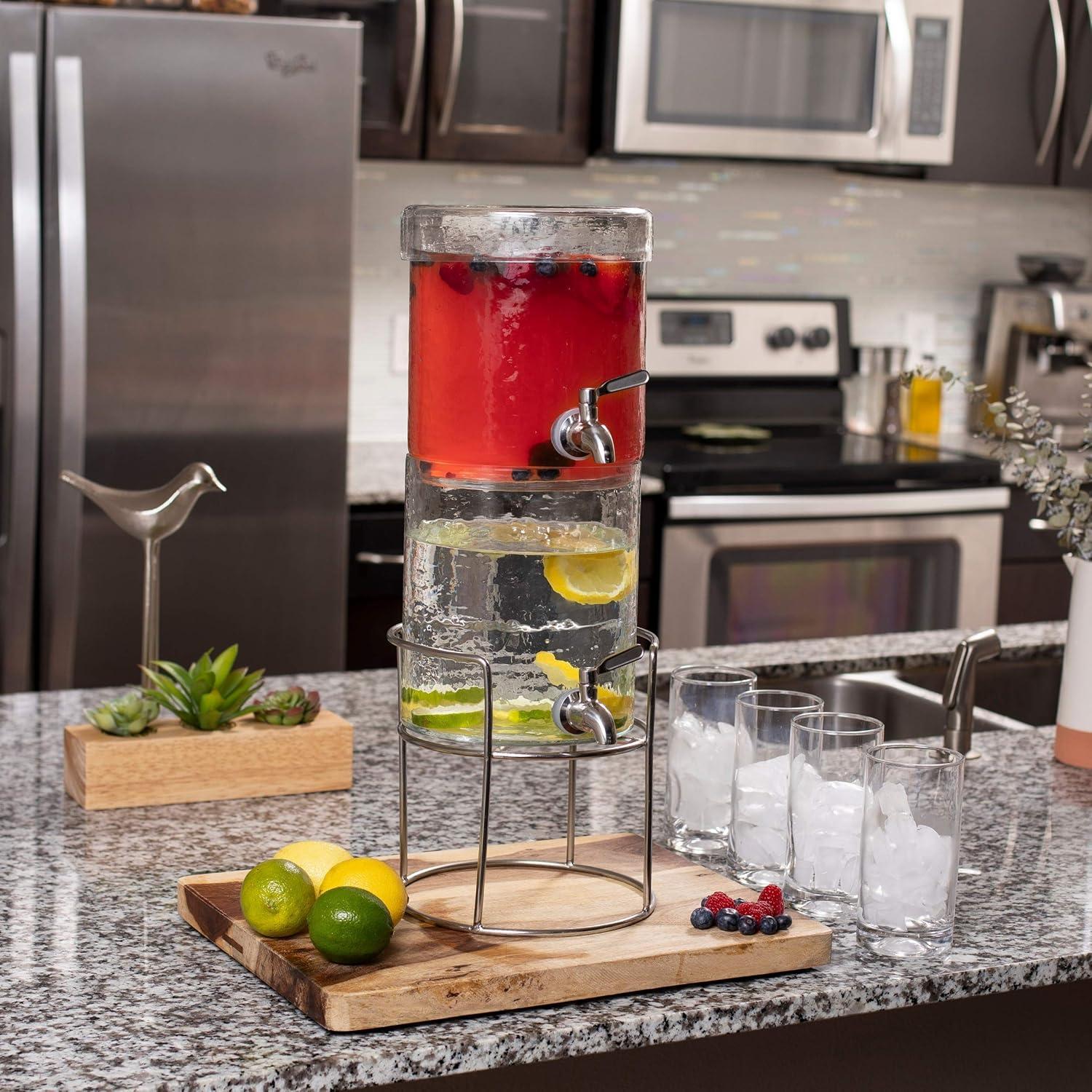 BirdRock Home 2 Gallon Stacking Beverage Dispenser with Stand and Lid - Stainless Steel