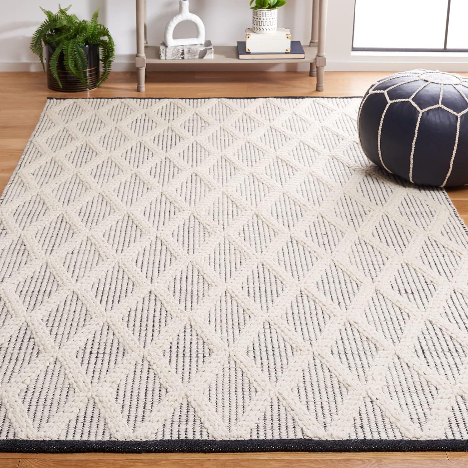 SAFAVIEH Natura Urban Diamond Area Rug, Black/Ivory, 6' x 9'