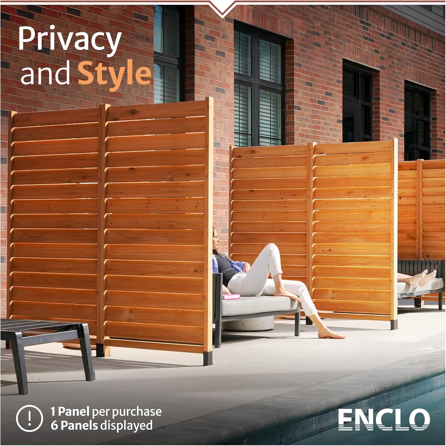 Enclo 6.1ft H x 3.1ft W (1 Panel) Freestanding or Surface Mounted Enclo Sierra Privacy Screen, Wood Fence Screen, Outdoor or Indoor Decorative Privacy Panel, Great for Balcony, Patio, Deck, EC18031