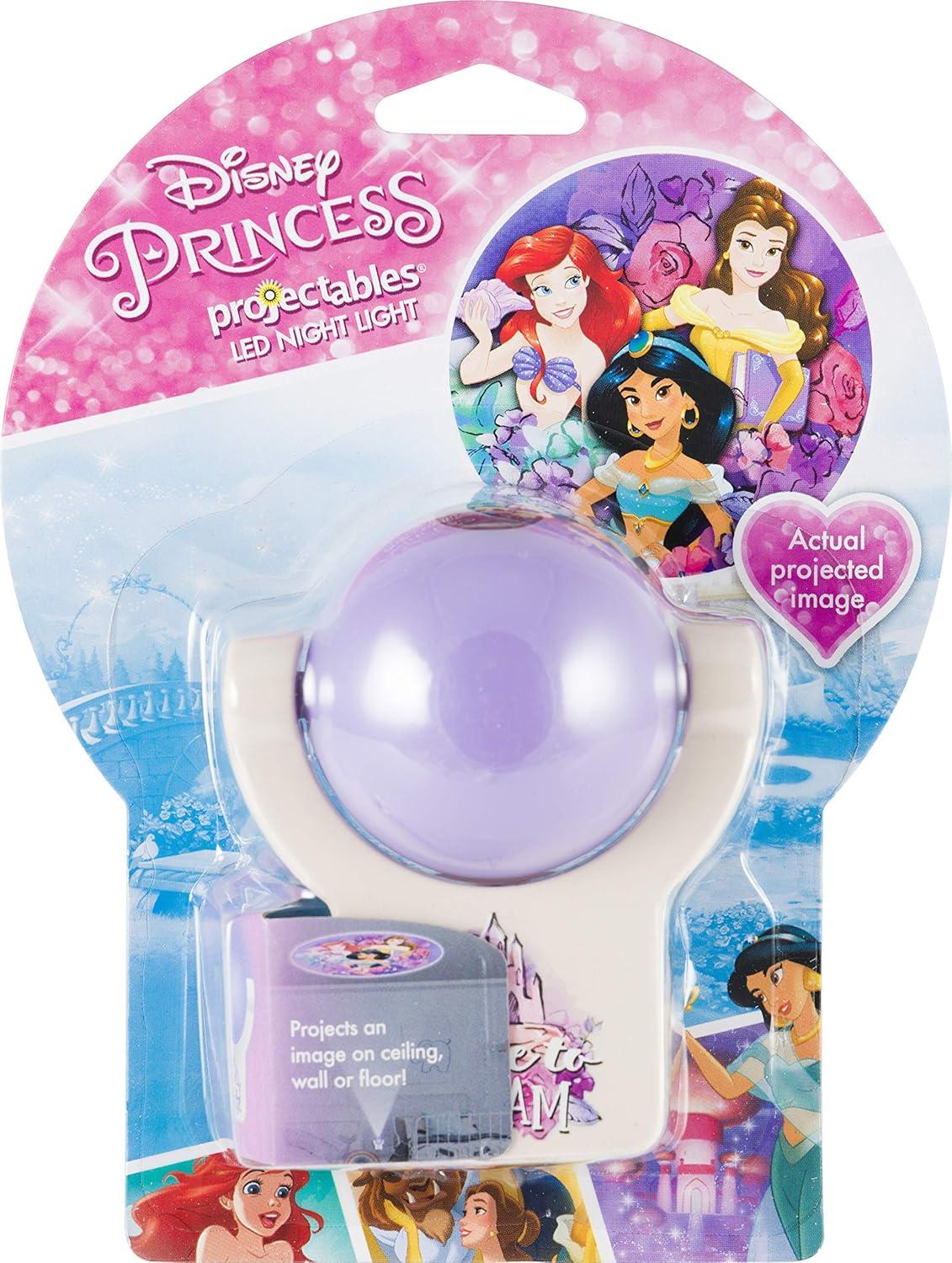 Projectables Disney Princess LED Night Light Plug-in, Dusk-to-Dawn, Ariel, Belle, and Jasmine on Ceiling, Floor, or Wall, Ideal for Girls Room, Nursery, Playroom, Bathroom, Bedroom, 13230, 1-Image