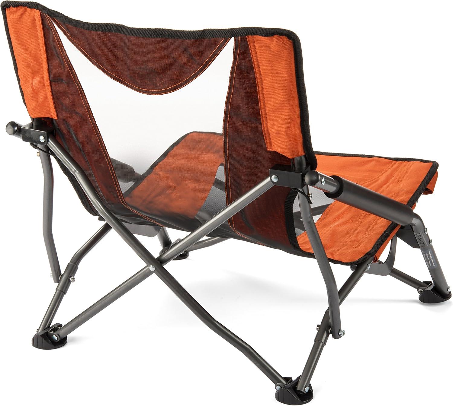 Cascade Mountain Tech Low Profile Camp Chair, Polyester and Mesh - Orange