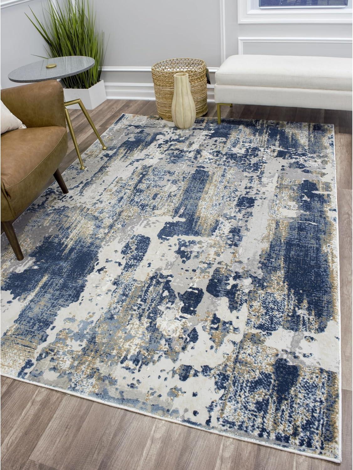 Navarra Auden Abstract Sapphire Blue Area Rug