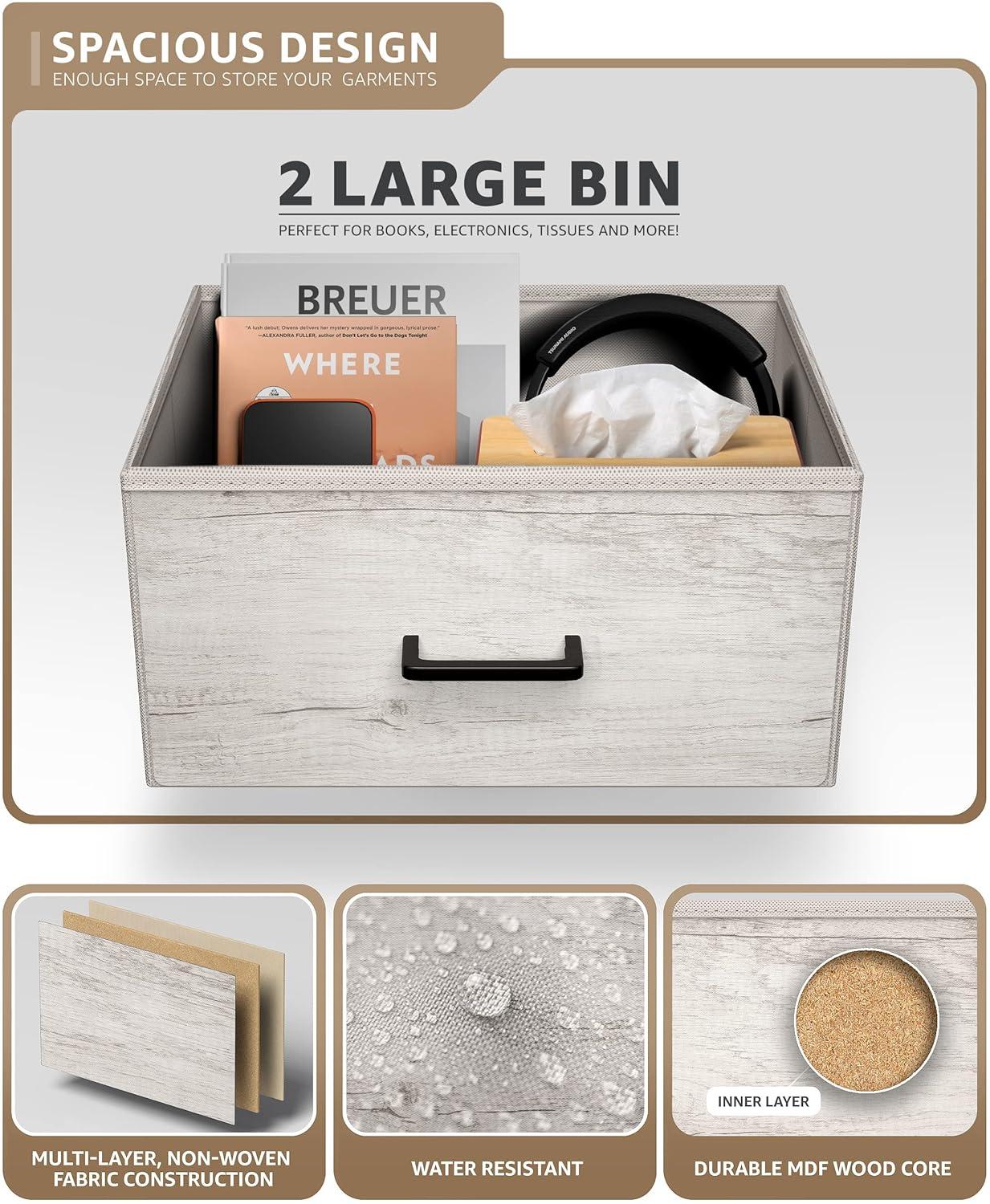Sorbus Sorbus 1 Drawer and Shelves Nightstand with Steel Frame, Wood Top & Fabric Bins