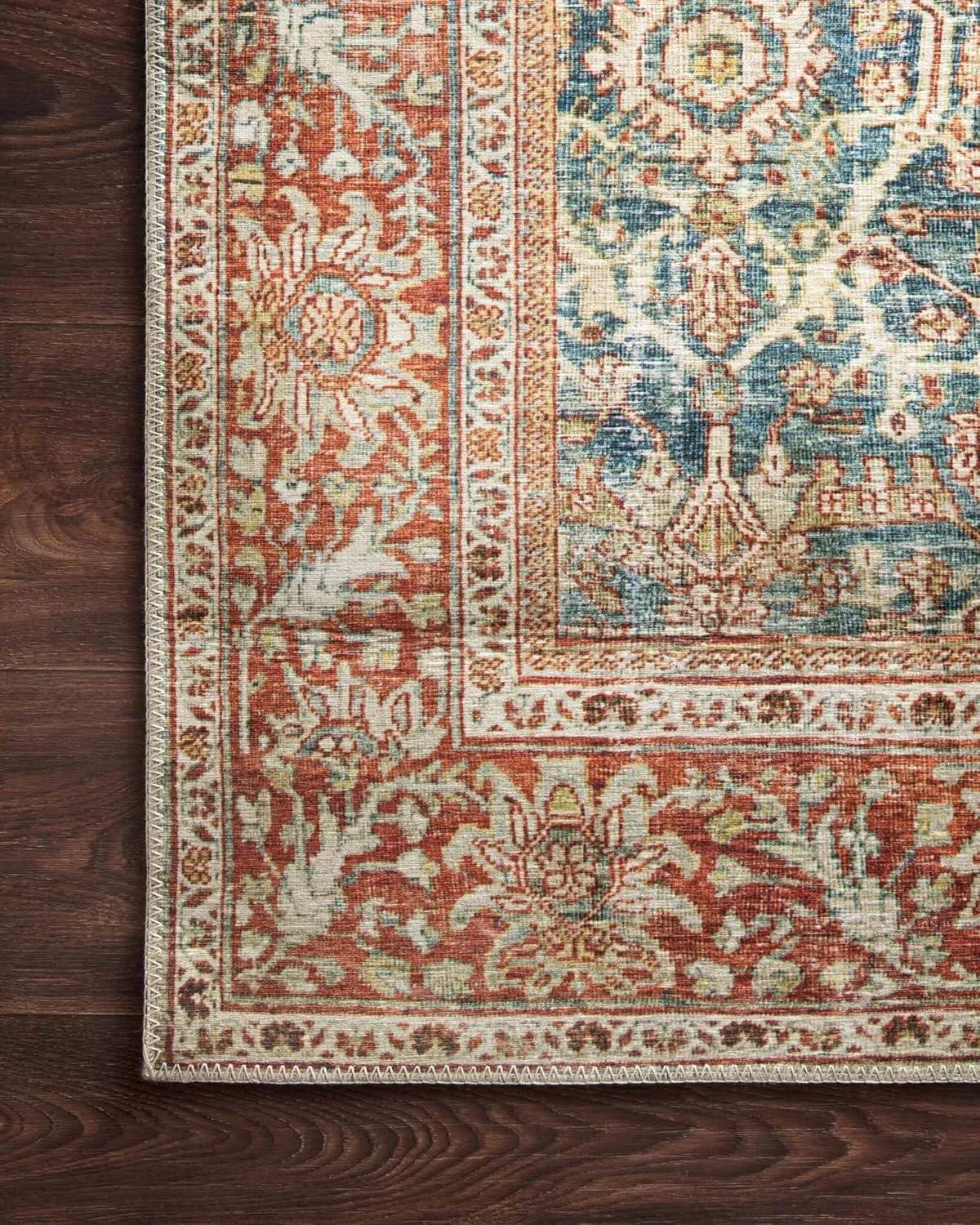 Loloi II Layla Printed Oriental Distressed Ocean / Rust Area Rug