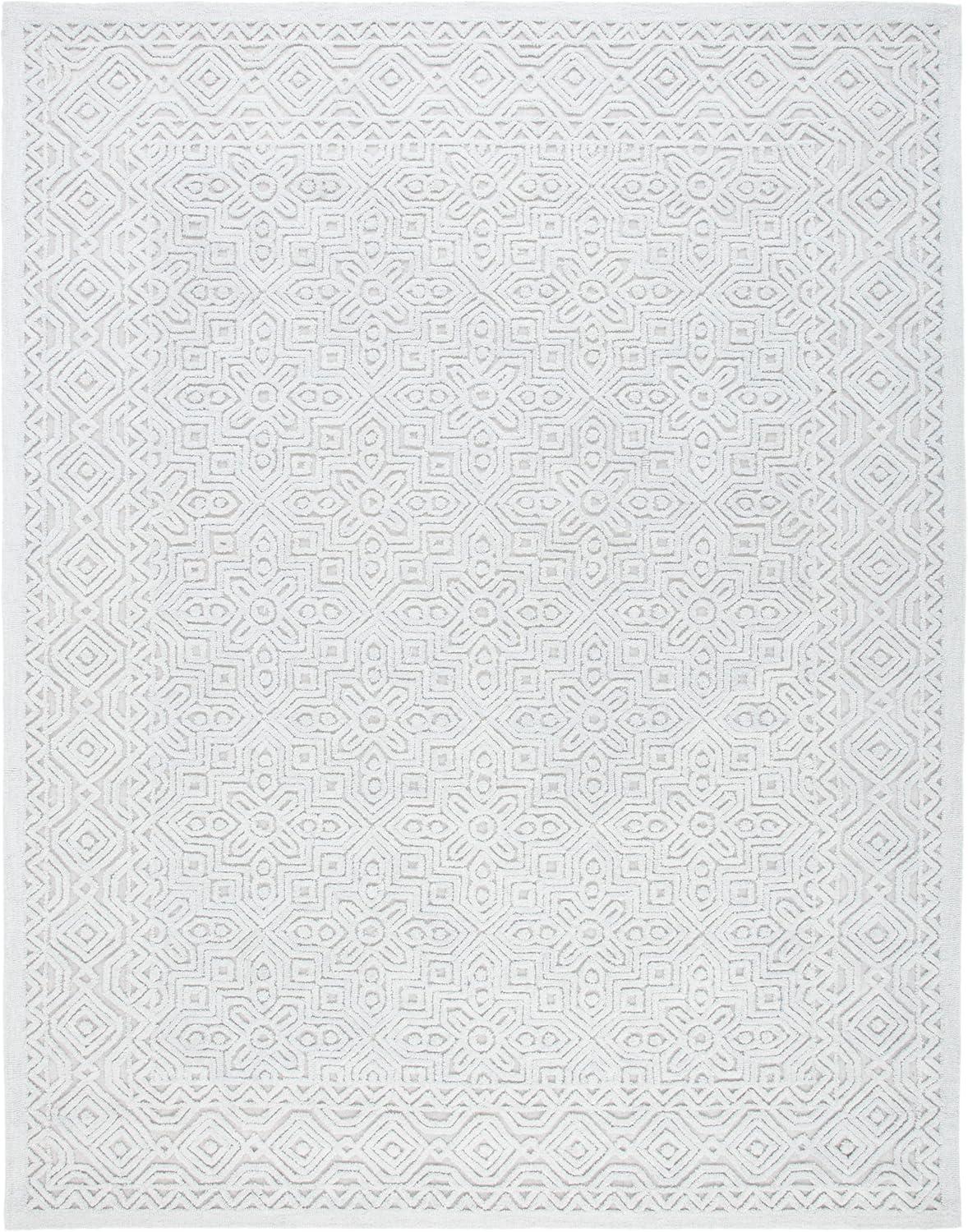 SAFAVIEH Textural Dinah Geometric Area Rug, Silver, 6' x 6' Square