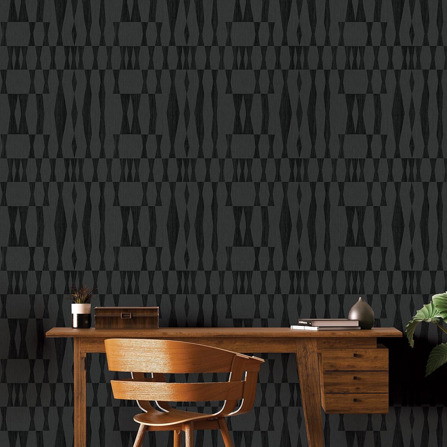 Tempaper Grasscloth Geo Peel and Stick Wallpaper