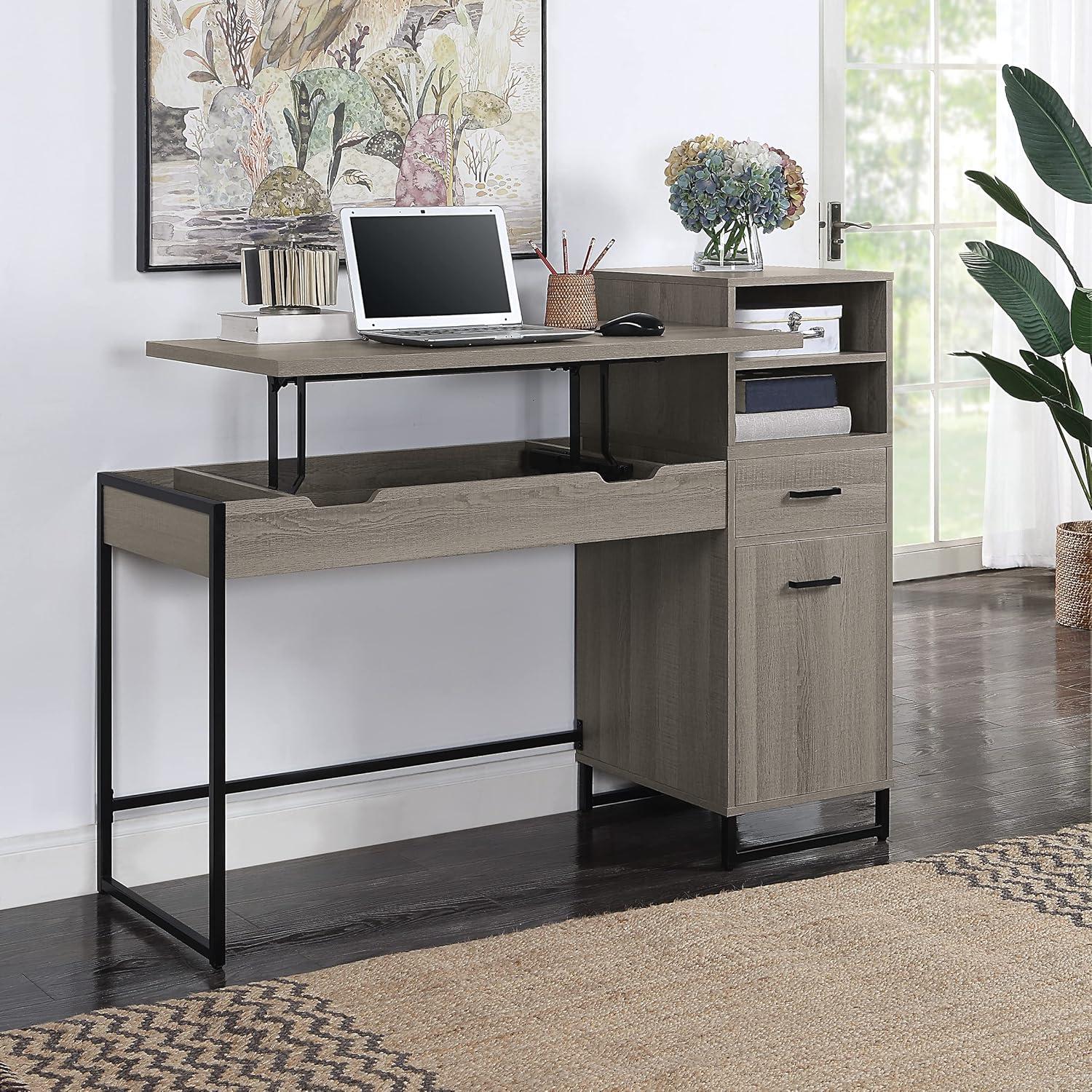 Hagney Lane Worksmart Sit-To-Stand Desk in Farm Oak Engineered Wood