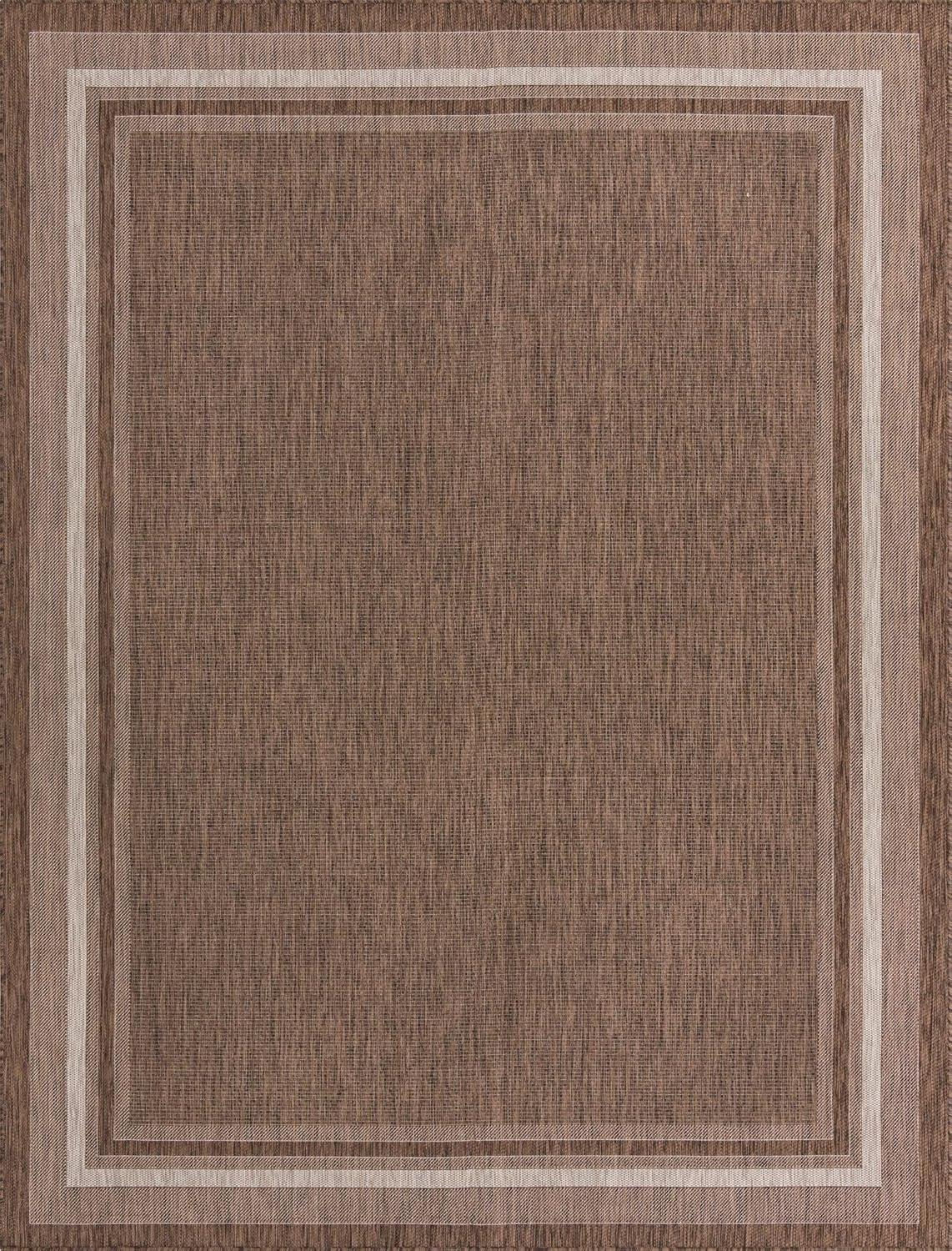 Unique Loom 9' 0 x 12' 0 Rectangle Indoor/Outdoor Border Brown Area Rug