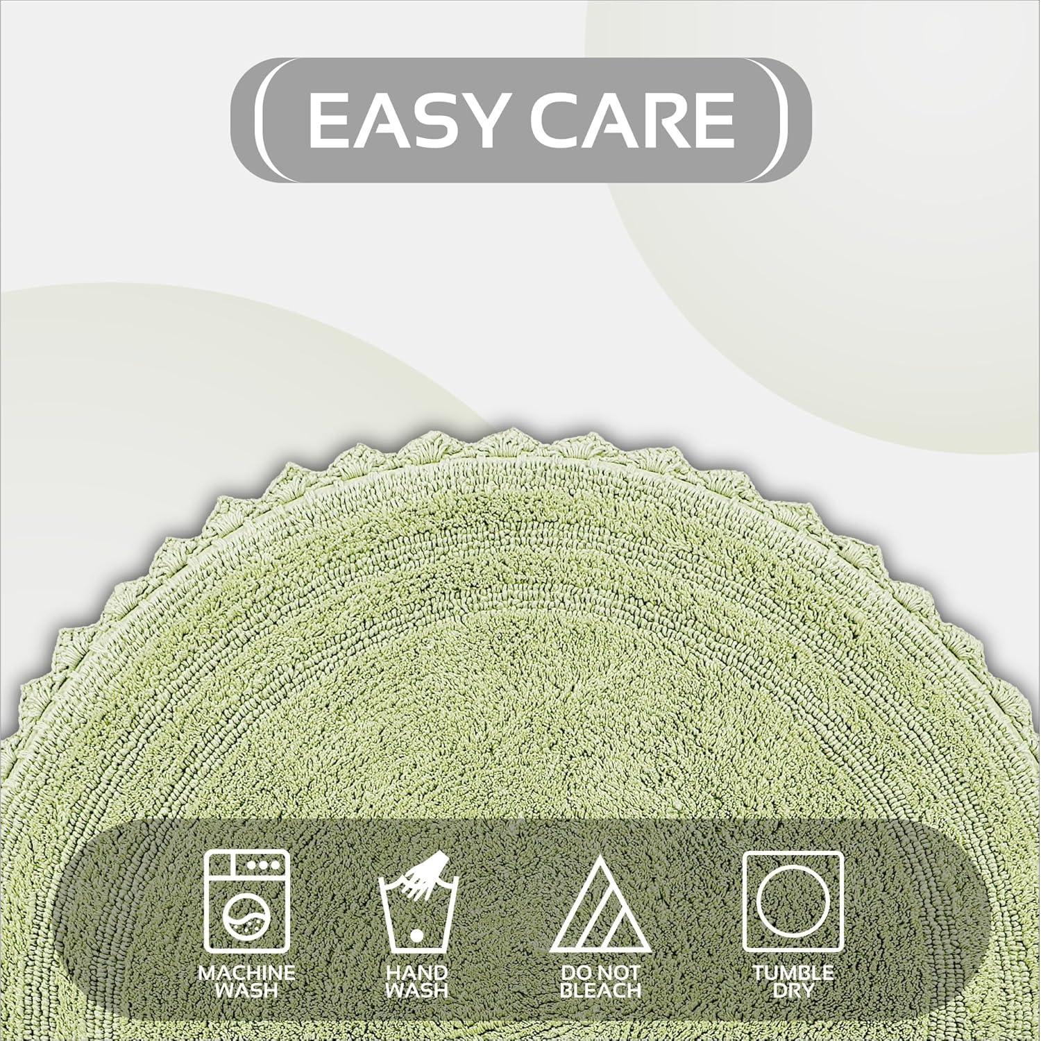 Better Trends Lilly Crochet 100% Cotton Tufted Reversible Bath Rug 24" Round - Sage