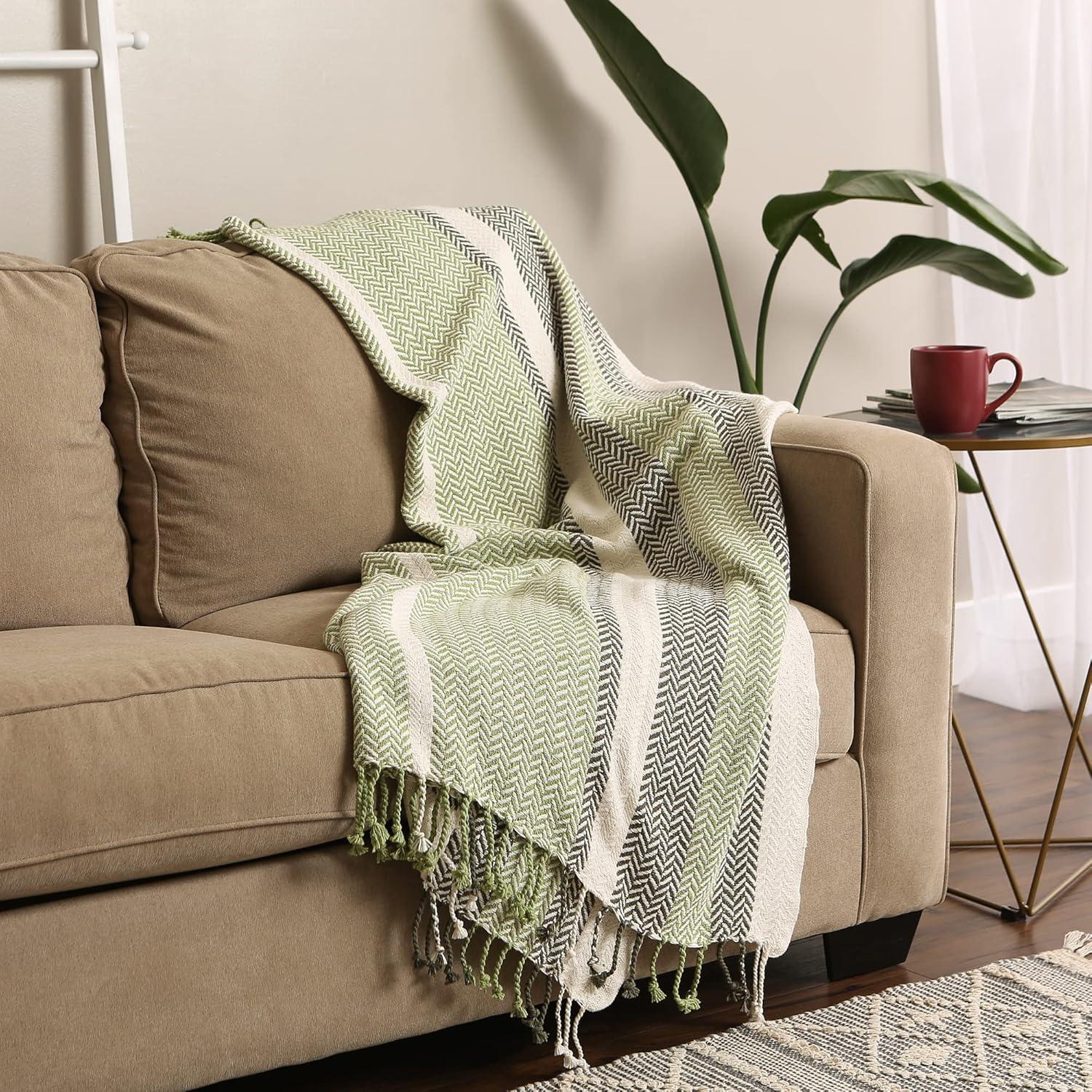 50"x60" Herringbone Striped Throw Blanket - Design Imports