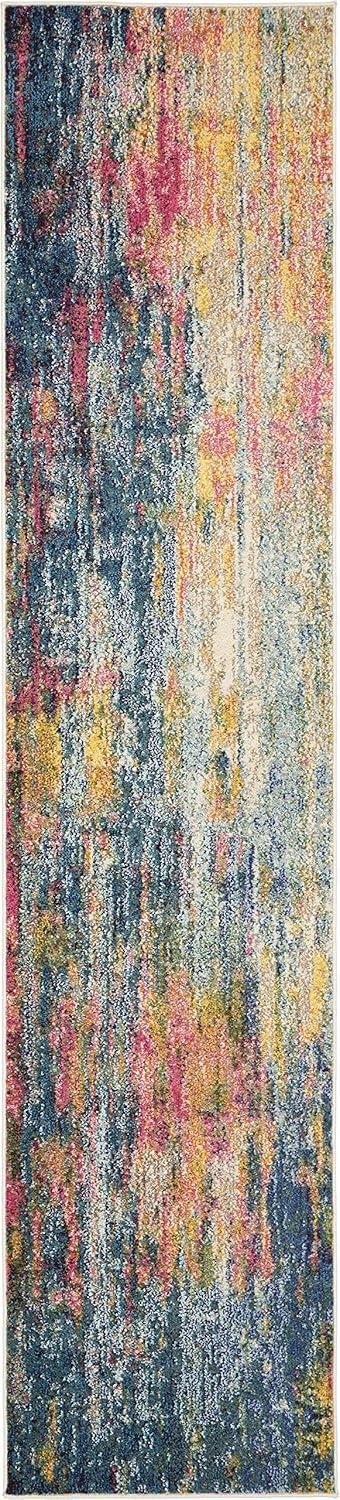 Nourison Celestial 2'2"X10' (10' Runner) Blue/Yellow Indoor Area Rug Colorful Contemporary Abstract by Nourison