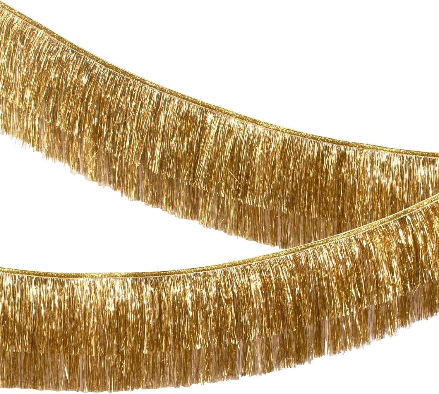 Meri Meri Gold Tinsel Fringe Garland (10' with excess cord - Pack of 1)