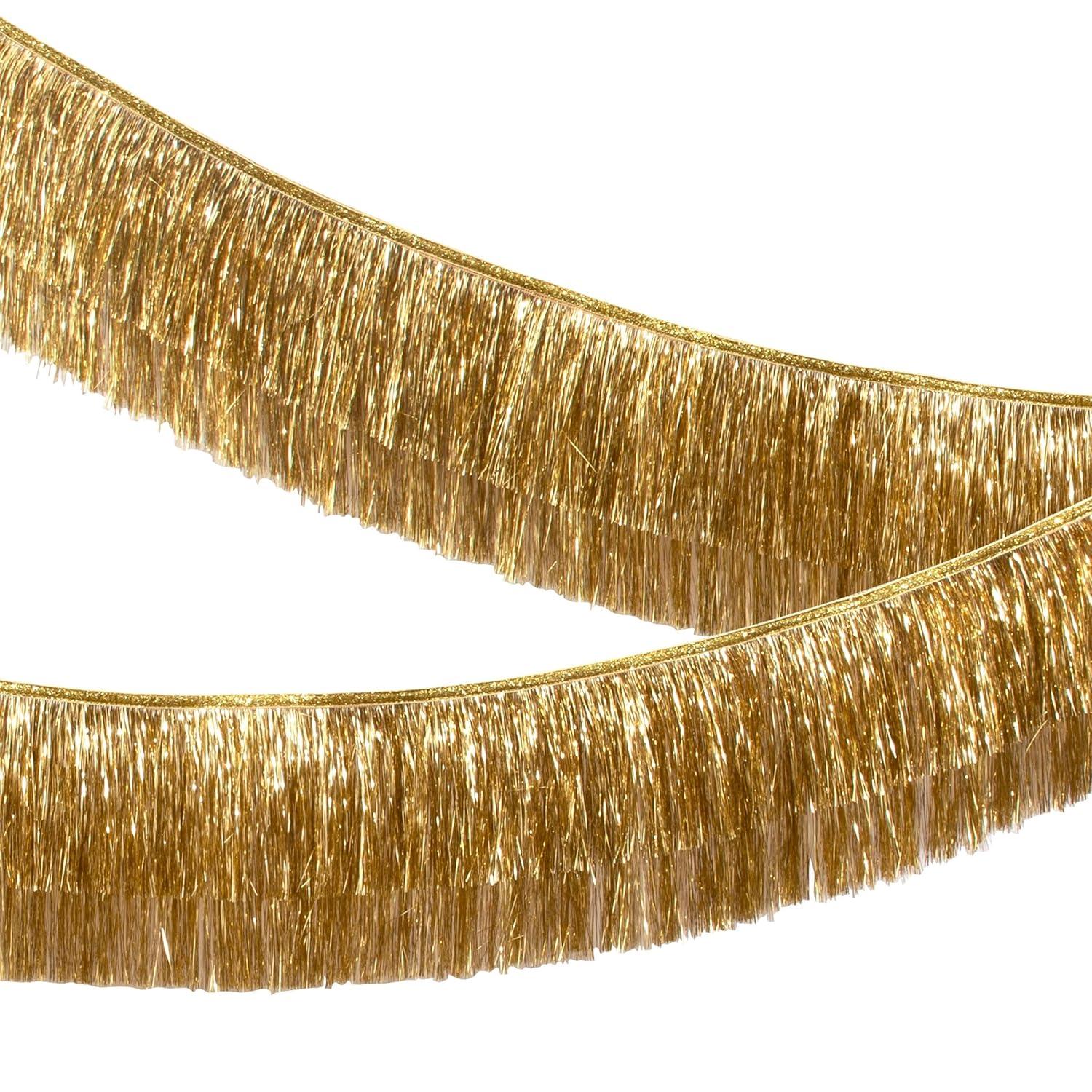 Meri Meri Gold Tinsel Fringe Garland (10' with excess cord - Pack of 1)