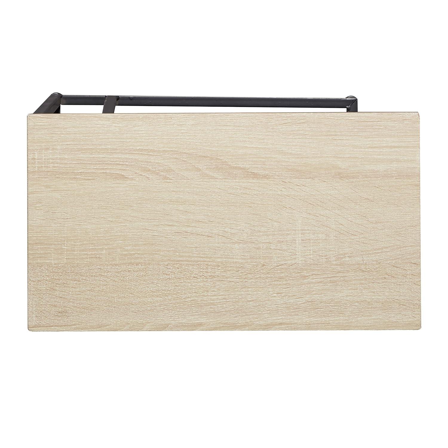 Olivia & May Contemporary Iron and Wood Accent Table Black: Sofa Side C-Table, Narrow Tray End Table