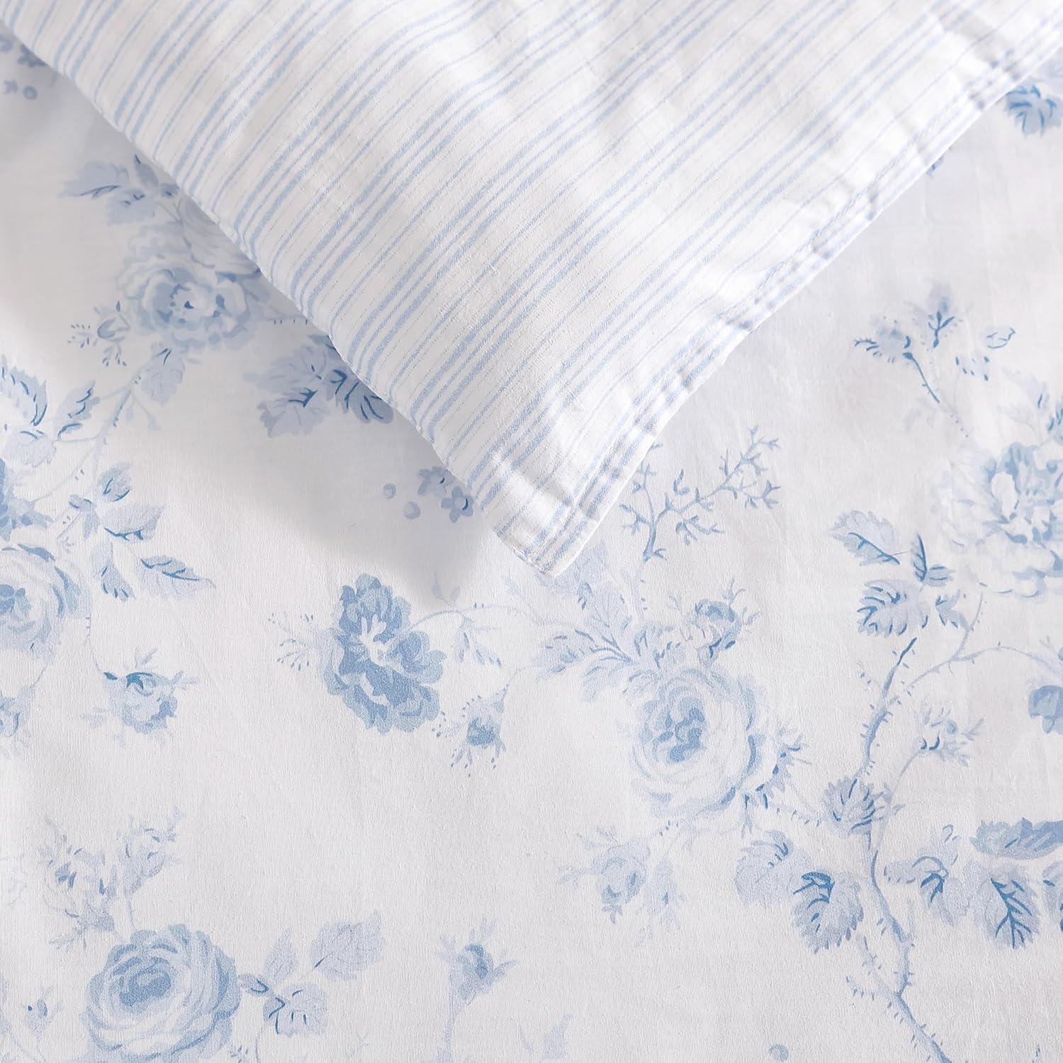 Laura Ashley Evie Laura Ashley Blue Cotton Comforter Reversible Set