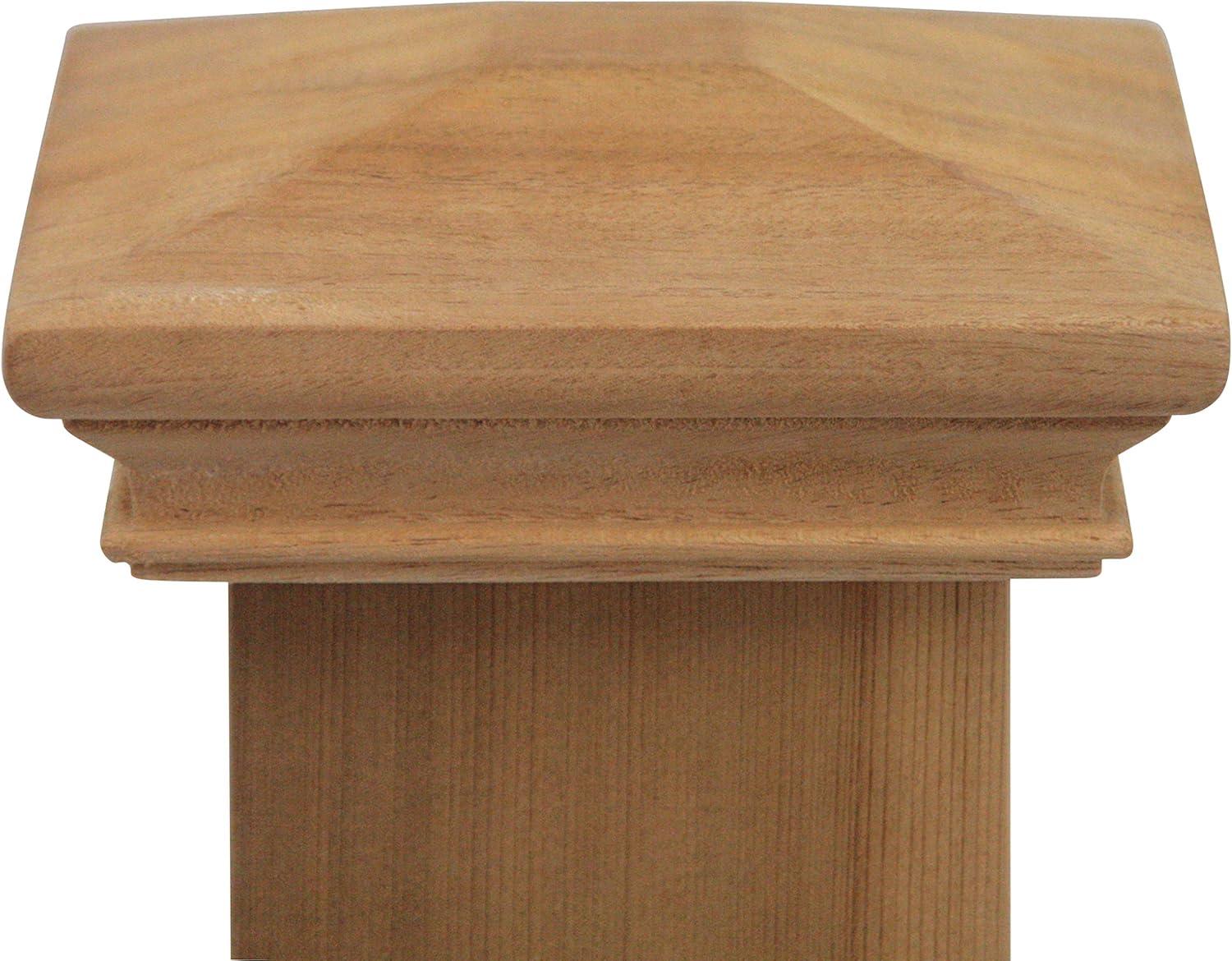 4x4 Traditional Wood Pyramid Post Cap by Captiva - One-Piece Miterless - 3/8" Extended Lip - (3-1/2" x 3-1/2")