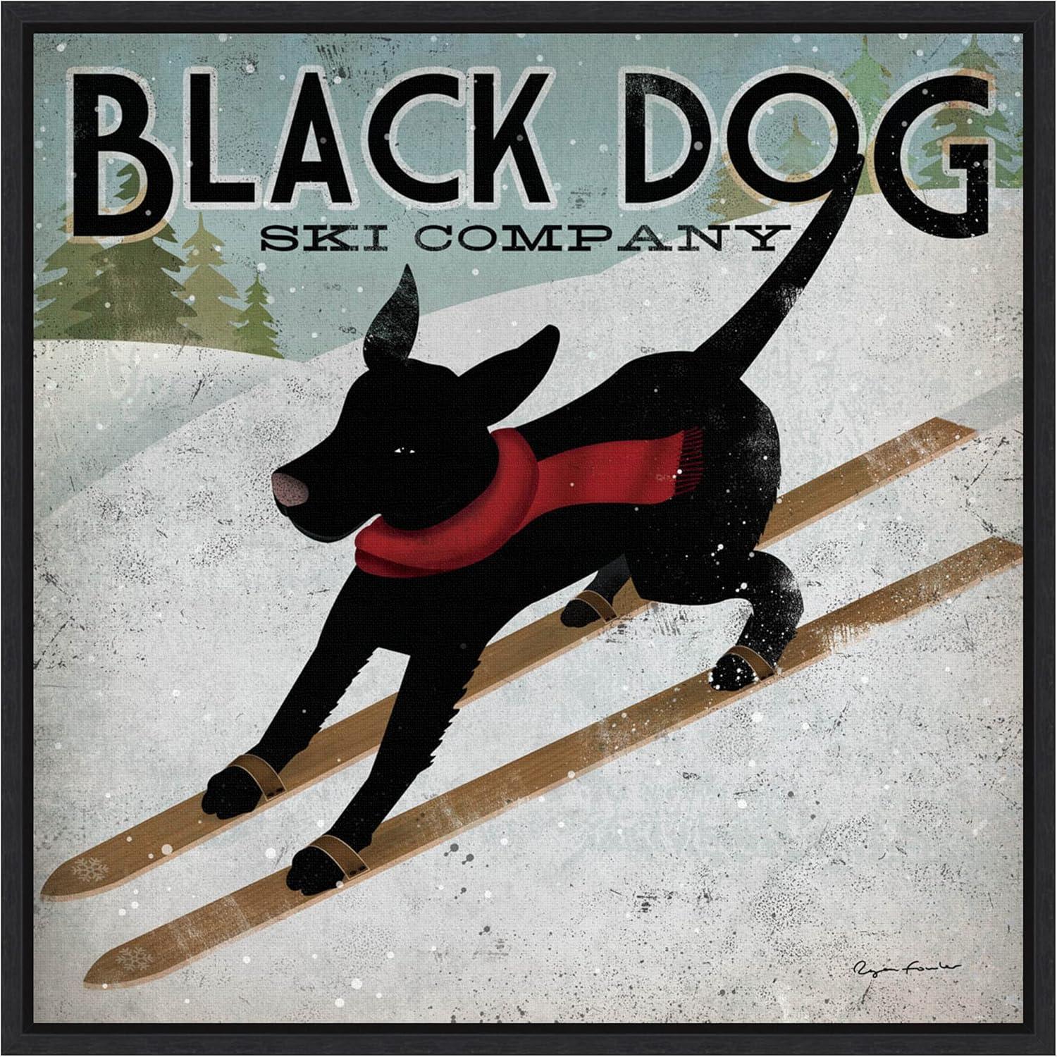 Amanti Art Black Dog Ski Co (square) by Ryan Fowler Framed Canvas Wall Art