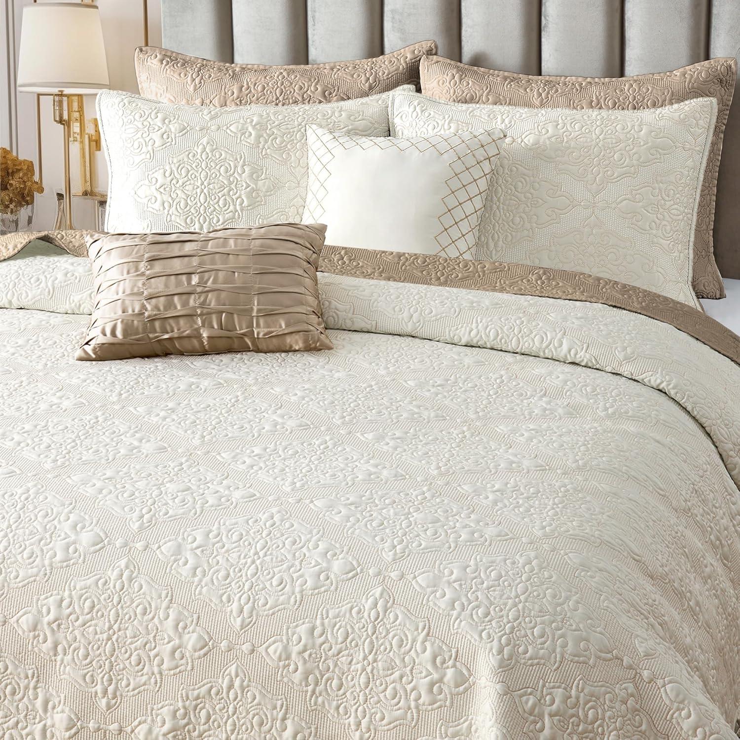 Wonderful Textile Satin Quilt Set Cooling 5-Piece Bedding Set