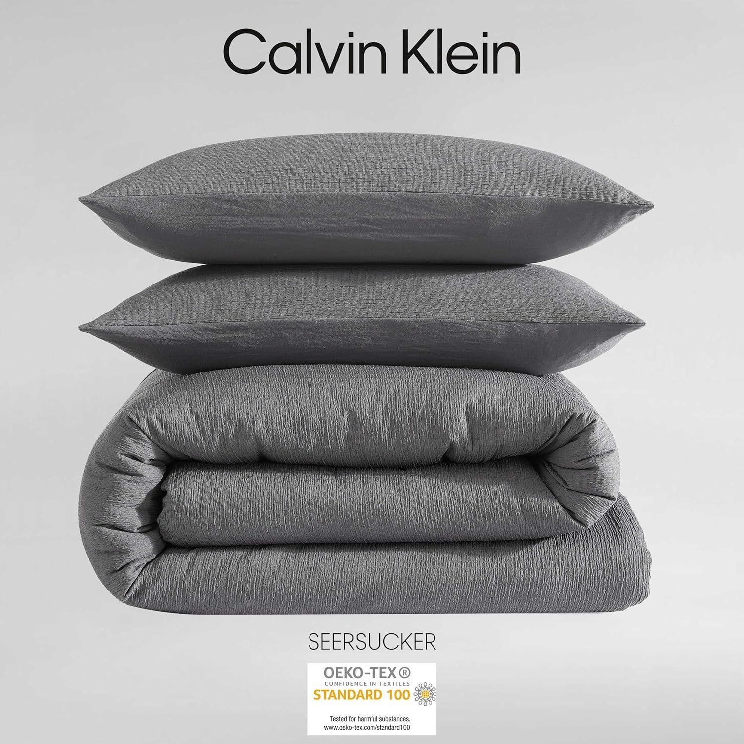 Calvin Klein Seersucker Reversible 3 Piece Duvet Cover Set