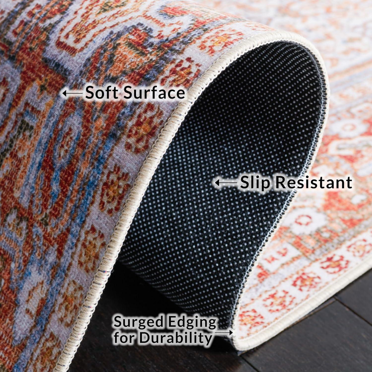 Tucson TSN166 Power Loomed Machine Washable Area Rug - Beige/Rust - 8'x10' - Safavieh.