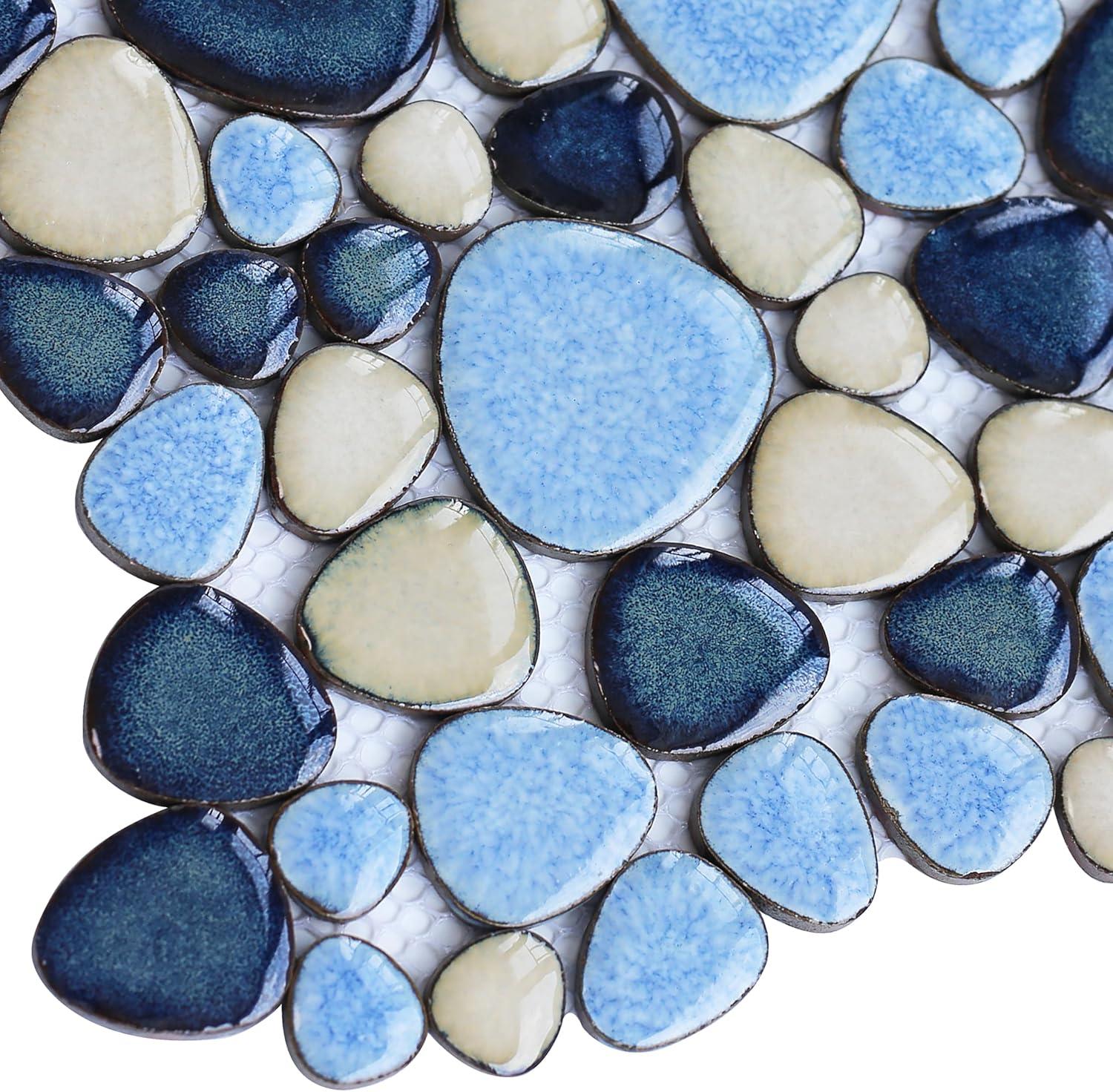 Blue Porcelain Pebbles / Rocks Wall & Floor Tile