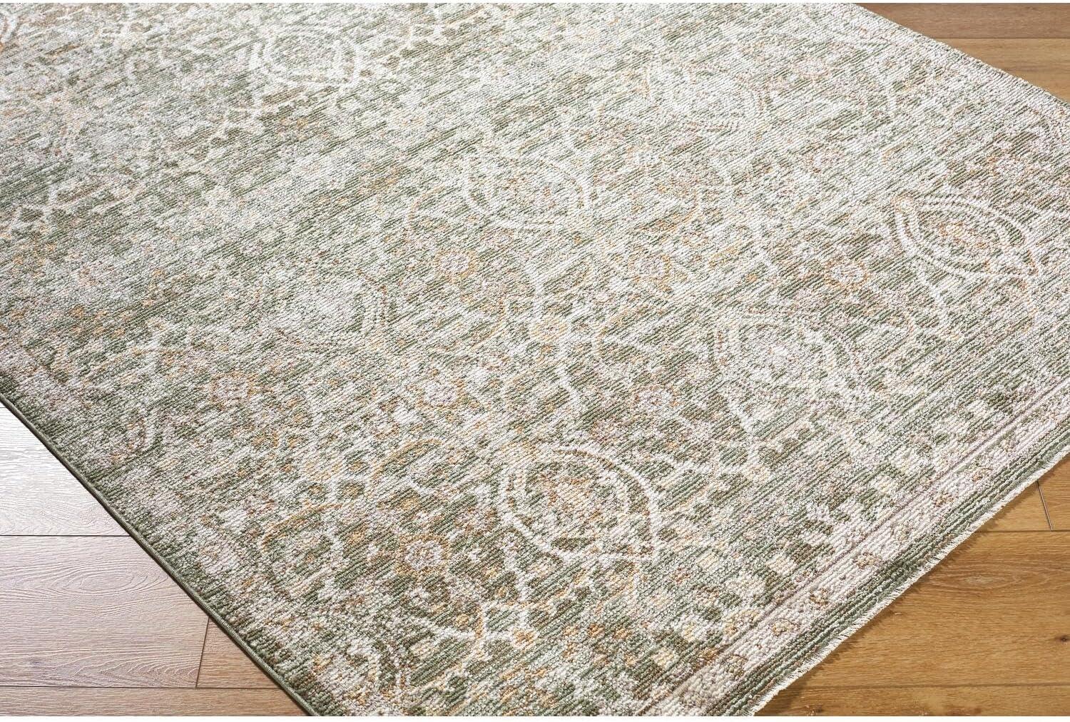 Myrtle Avenue Olive and Taupe Vintage Moroccan Area Rug, 5'3" x 7'7"