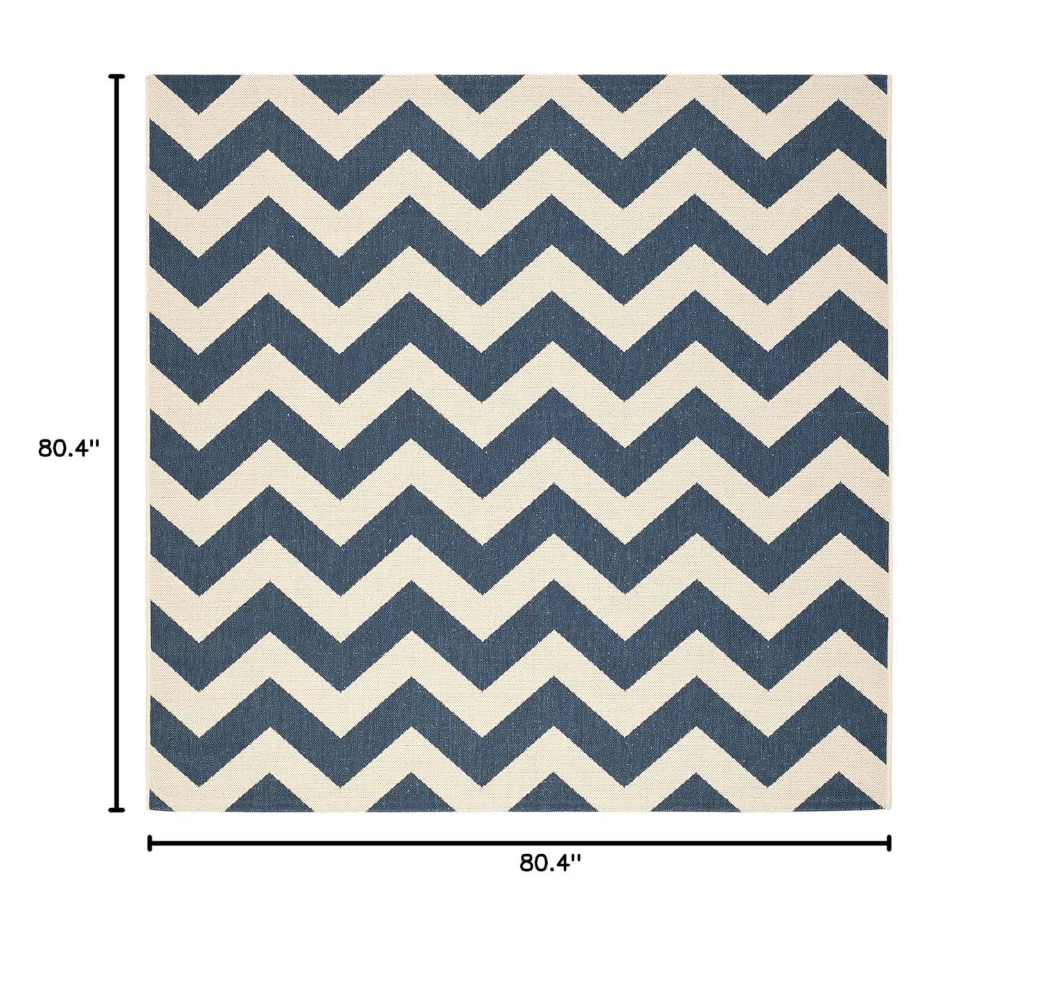 Courtyard CY6244 Power Loomed Indoor and Outdoor Area Rug - Navy/Beige - 6'7"x6'7" - Safavieh