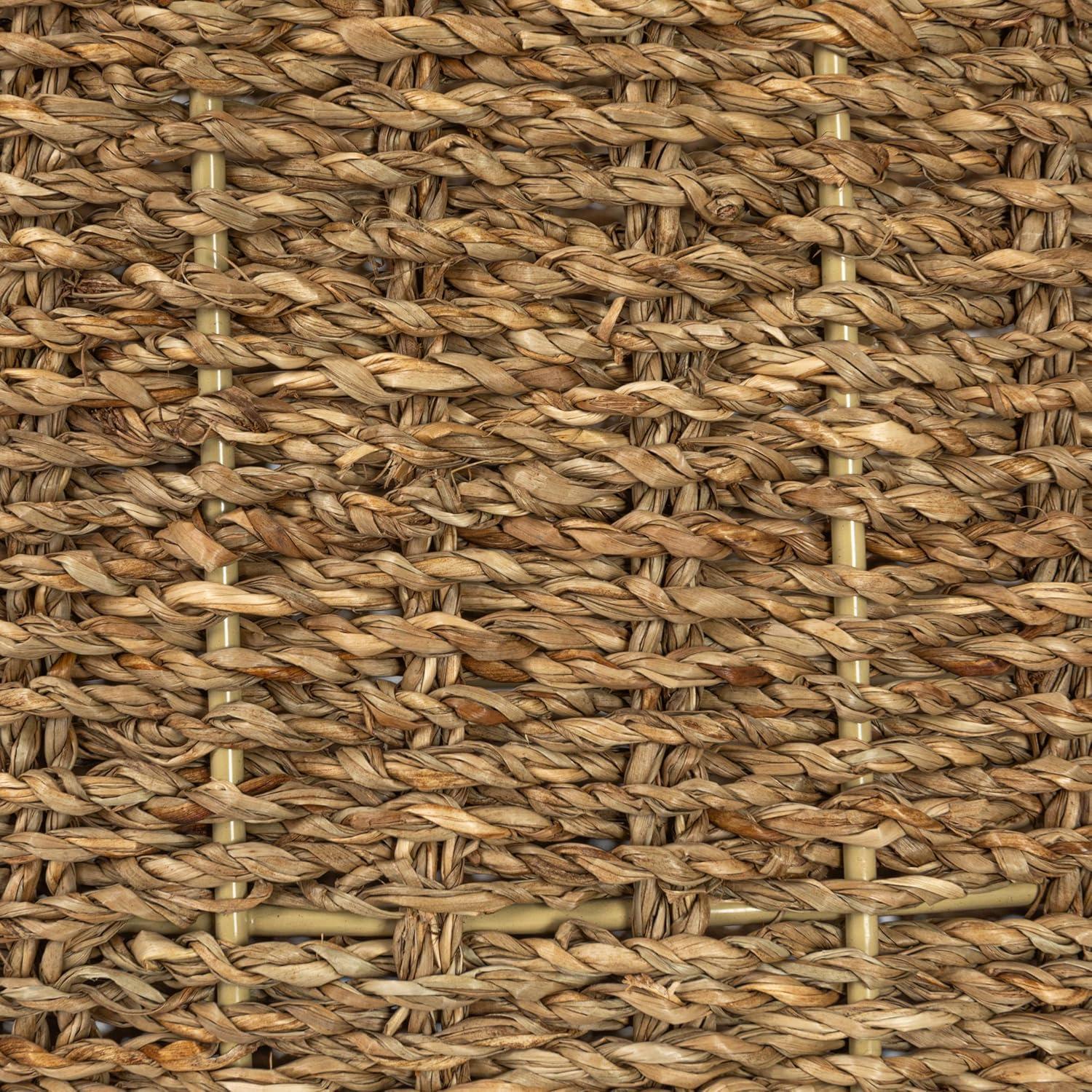 Round Seagrass Basket with Handles, Natural